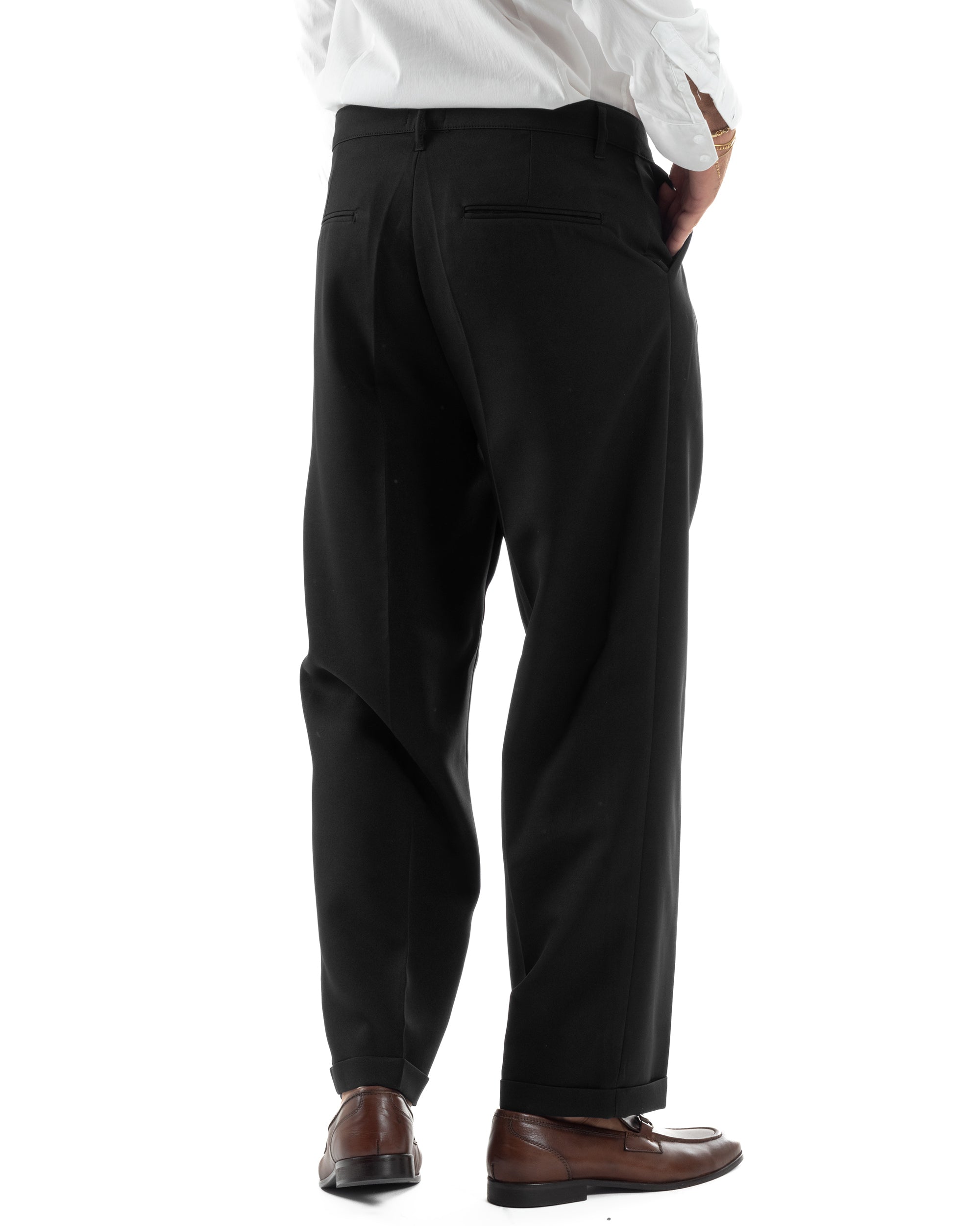 Abito Uomo Monopetto Viscosa Pantaloni Baggy Nero AE1186A