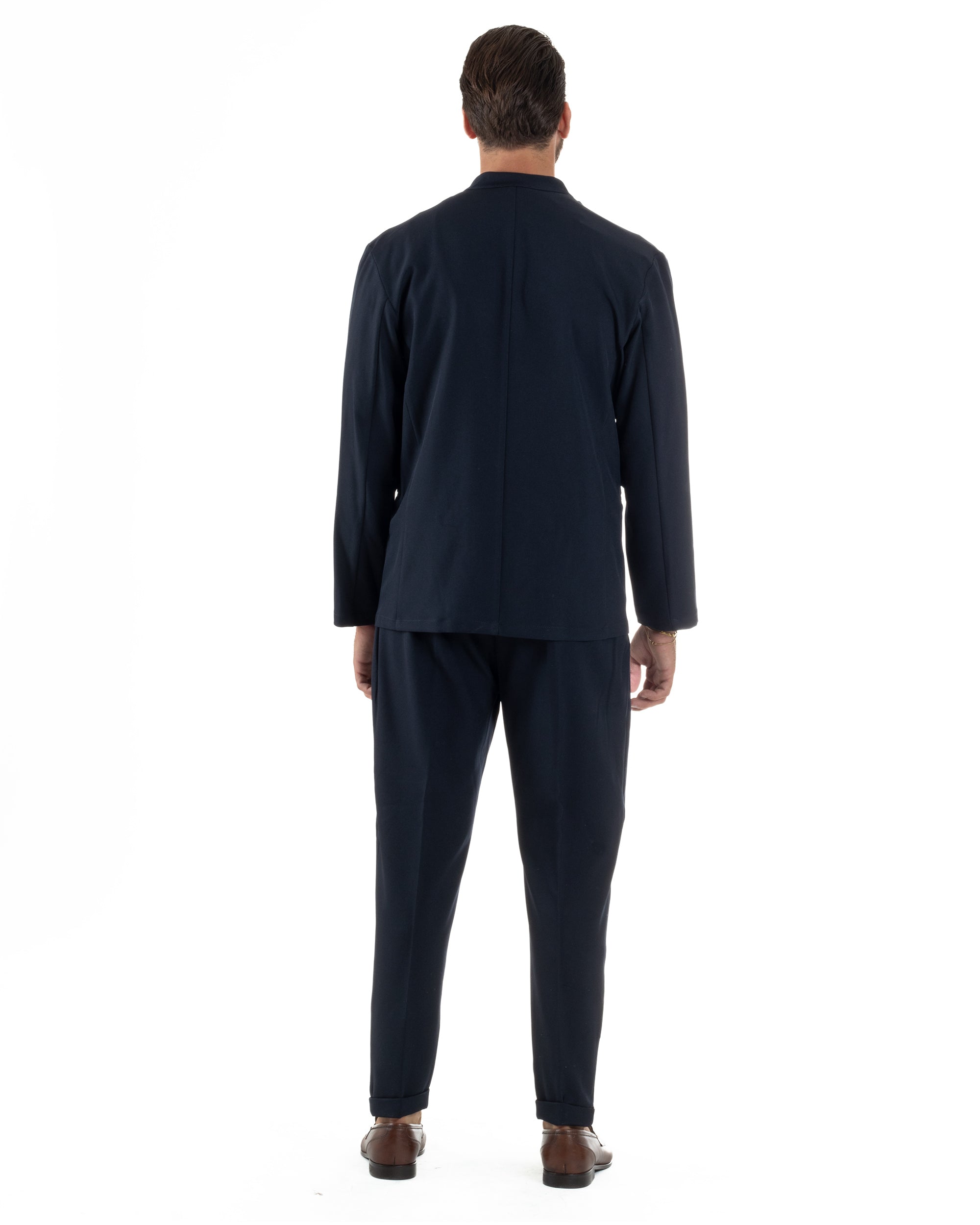 Abito Uomo Monopetto Coreano Coordinato Viscosa Blu AE1188A