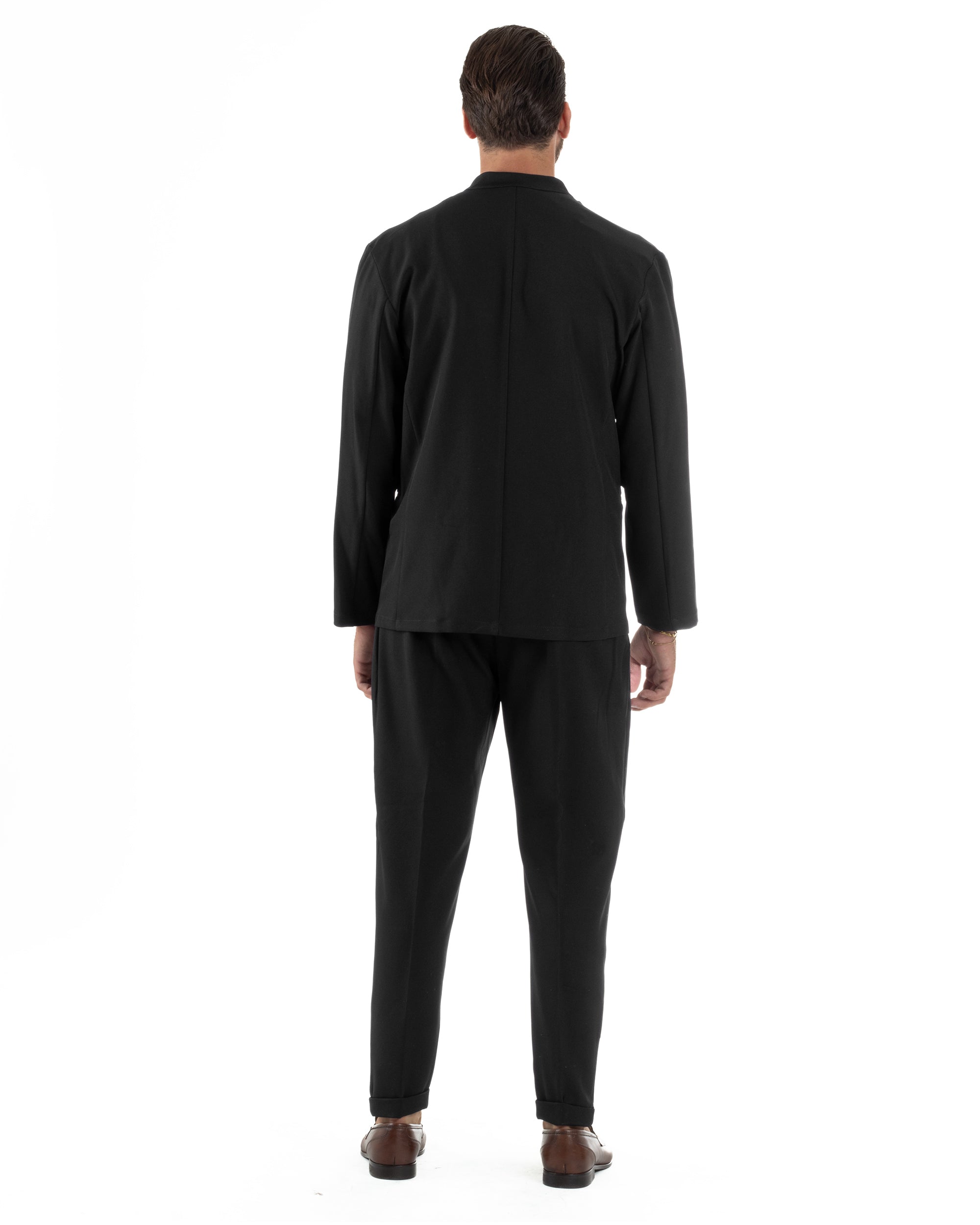 Abito Uomo Monopetto Coreano Coordinato Viscosa Nero AE1190A