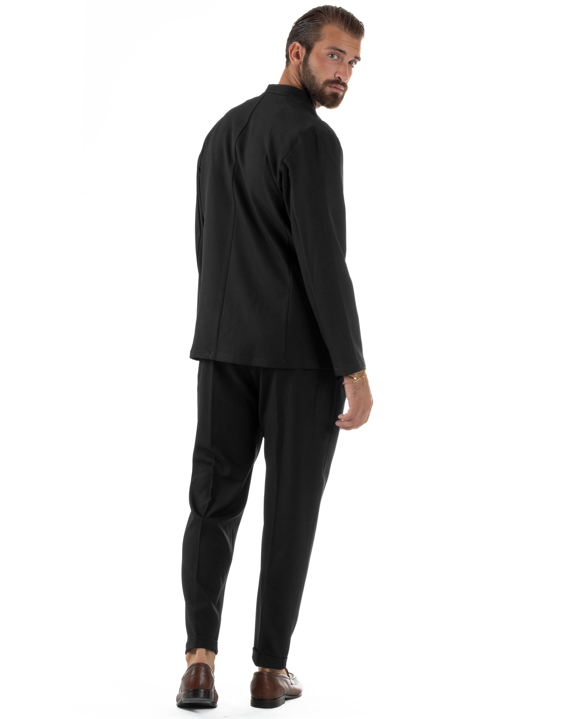 Abito Uomo Monopetto Coreano Coordinato Viscosa Nero AE1190A