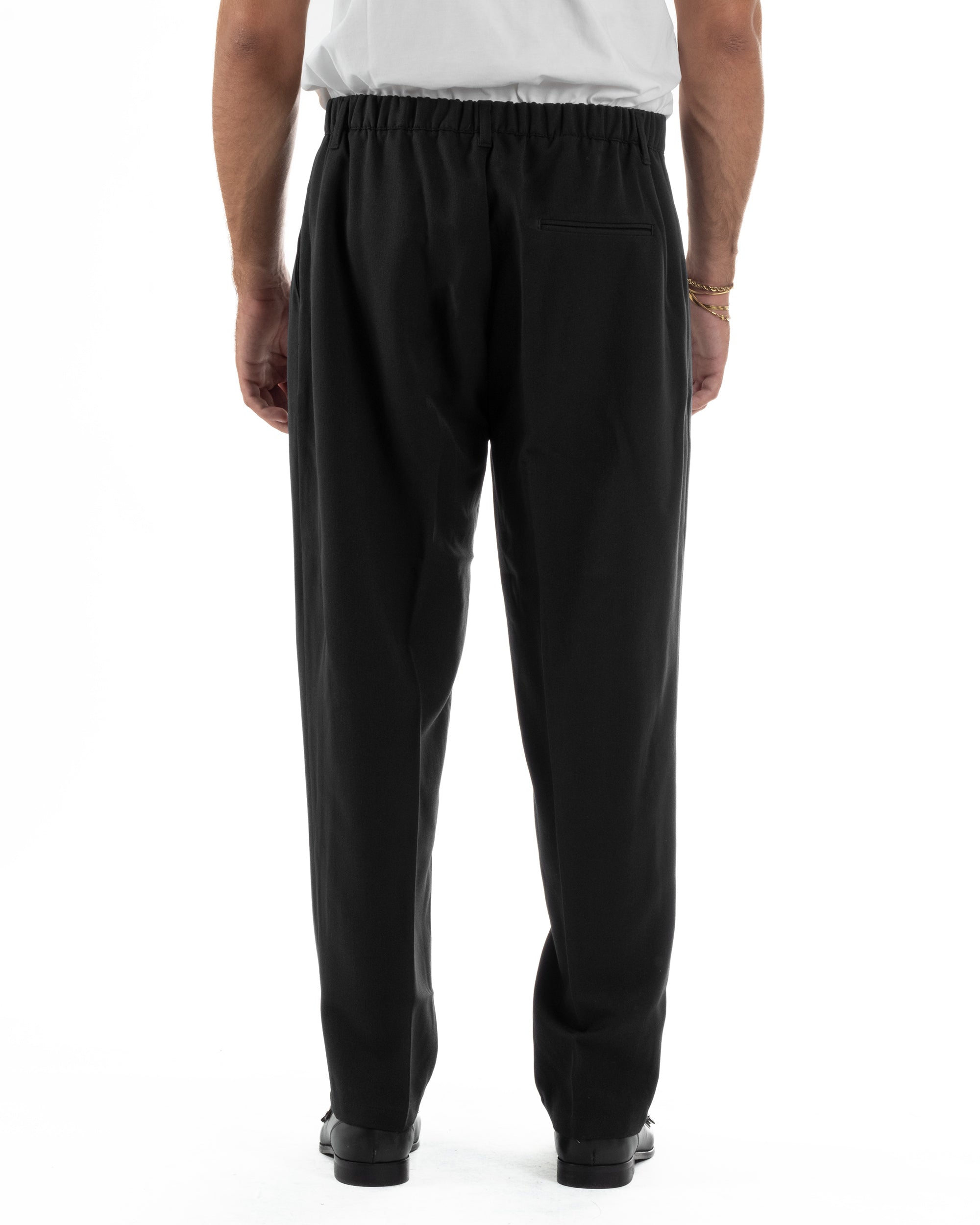 Abito Uomo Doppiopetto Viscosa Pantaloni Baggy Nero AE1194A