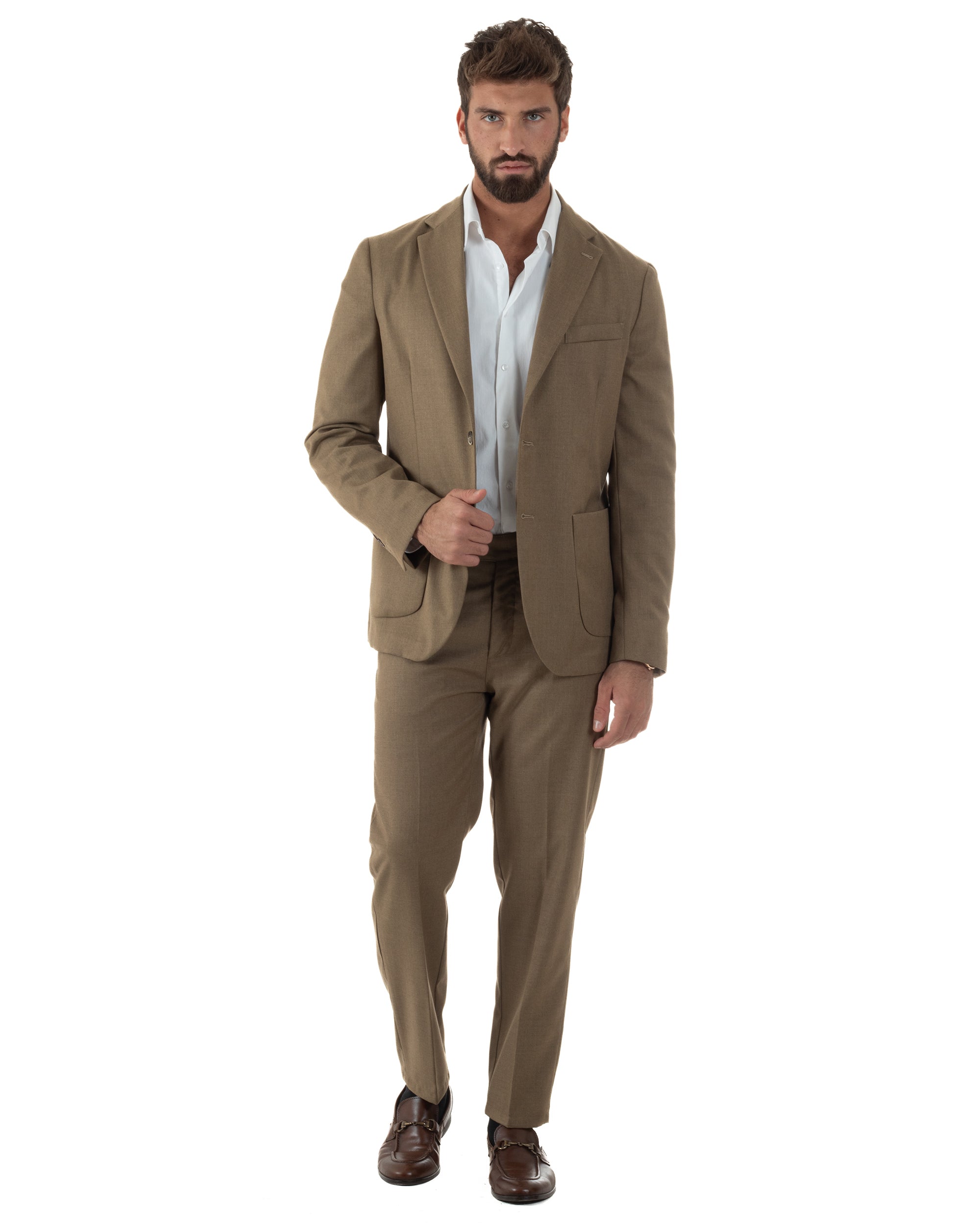 Abito Uomo Monopetto Lana Classico Sartoriale Camel AE1197A