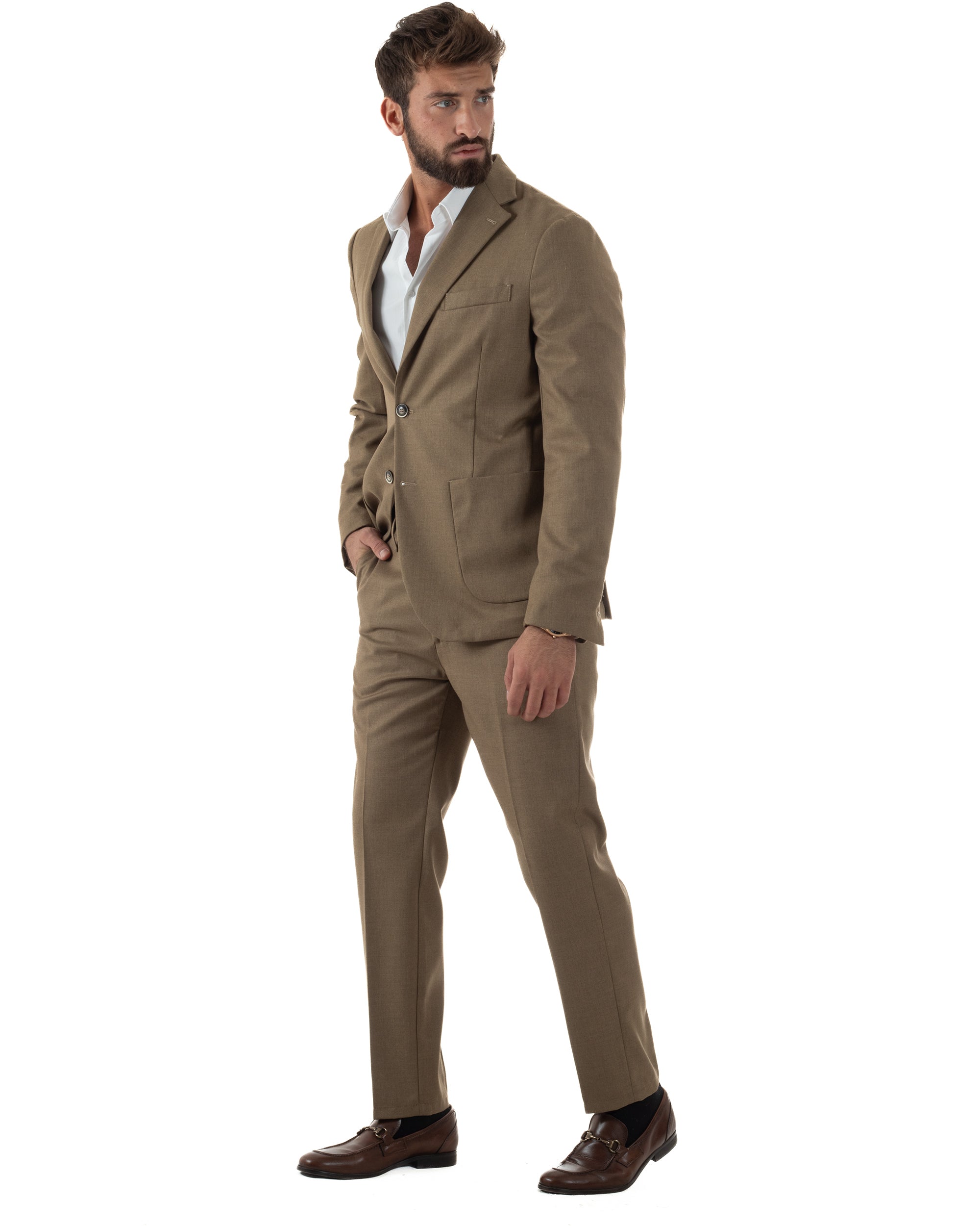 Abito Uomo Monopetto Lana Classico Sartoriale Camel AE1197A