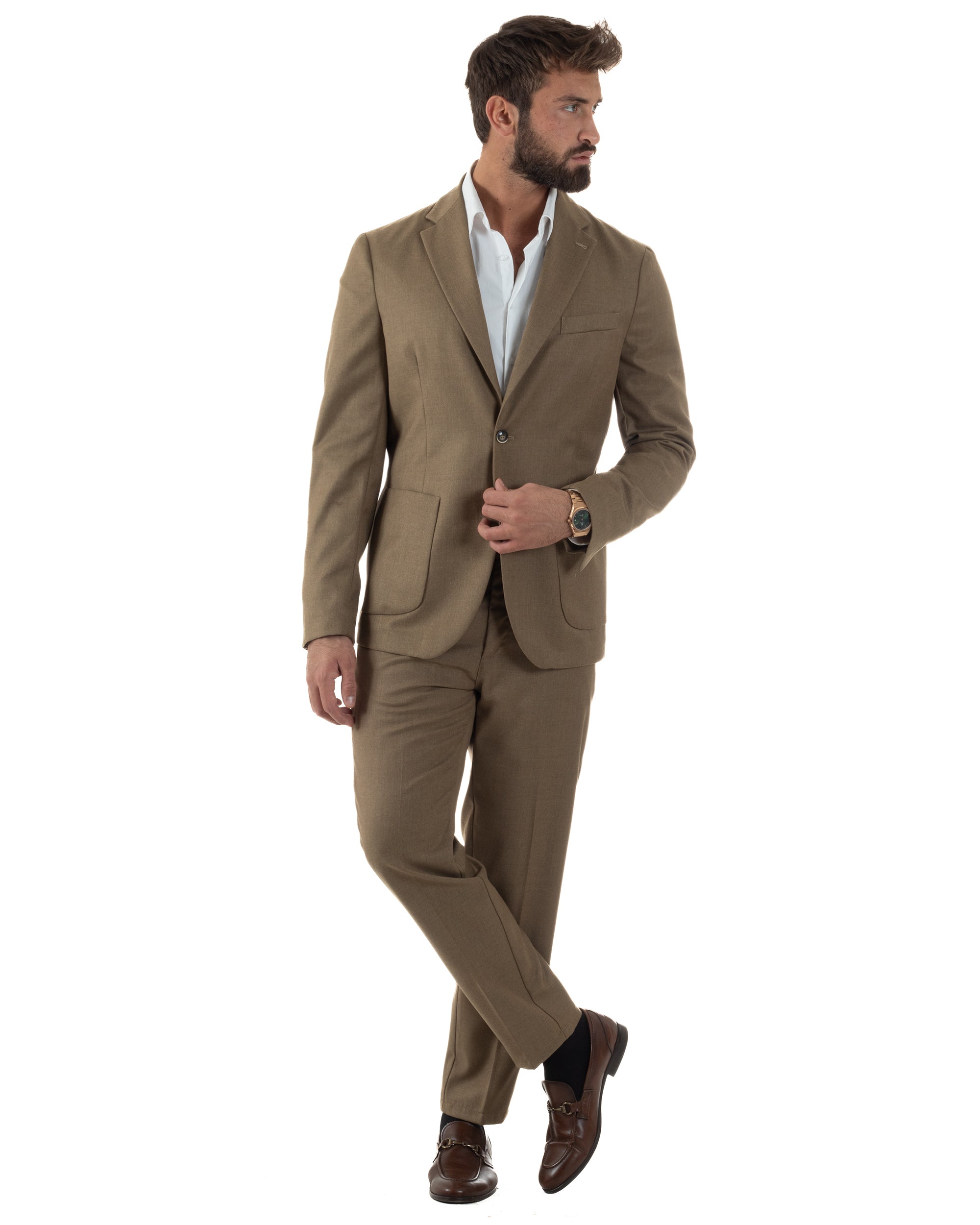Abito Uomo Monopetto Lana Classico Sartoriale Camel AE1197A