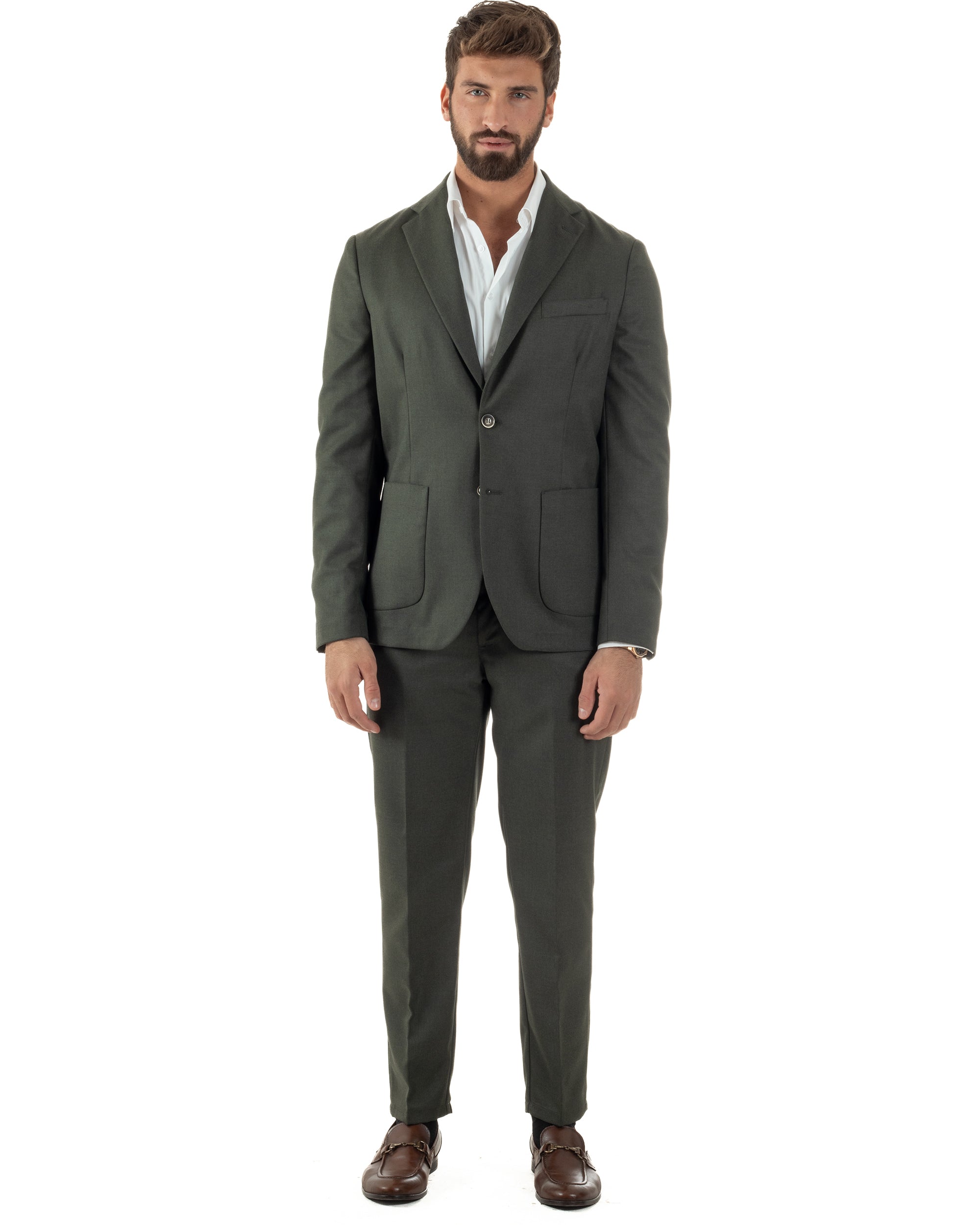 Abito Uomo Monopetto Lana Classico Sartoriale Verde AE1198A