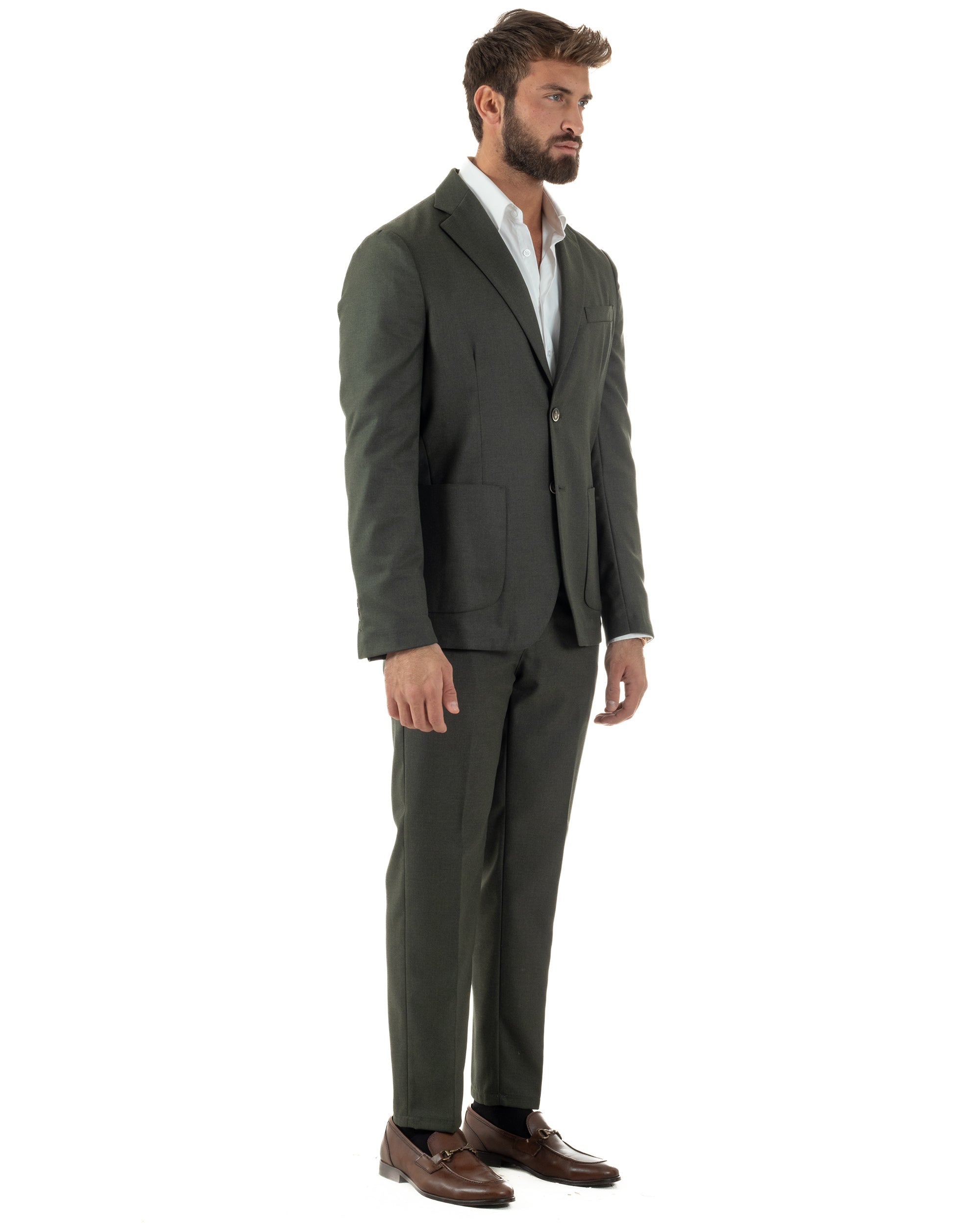 Abito Uomo Monopetto Lana Classico Sartoriale Verde AE1198A