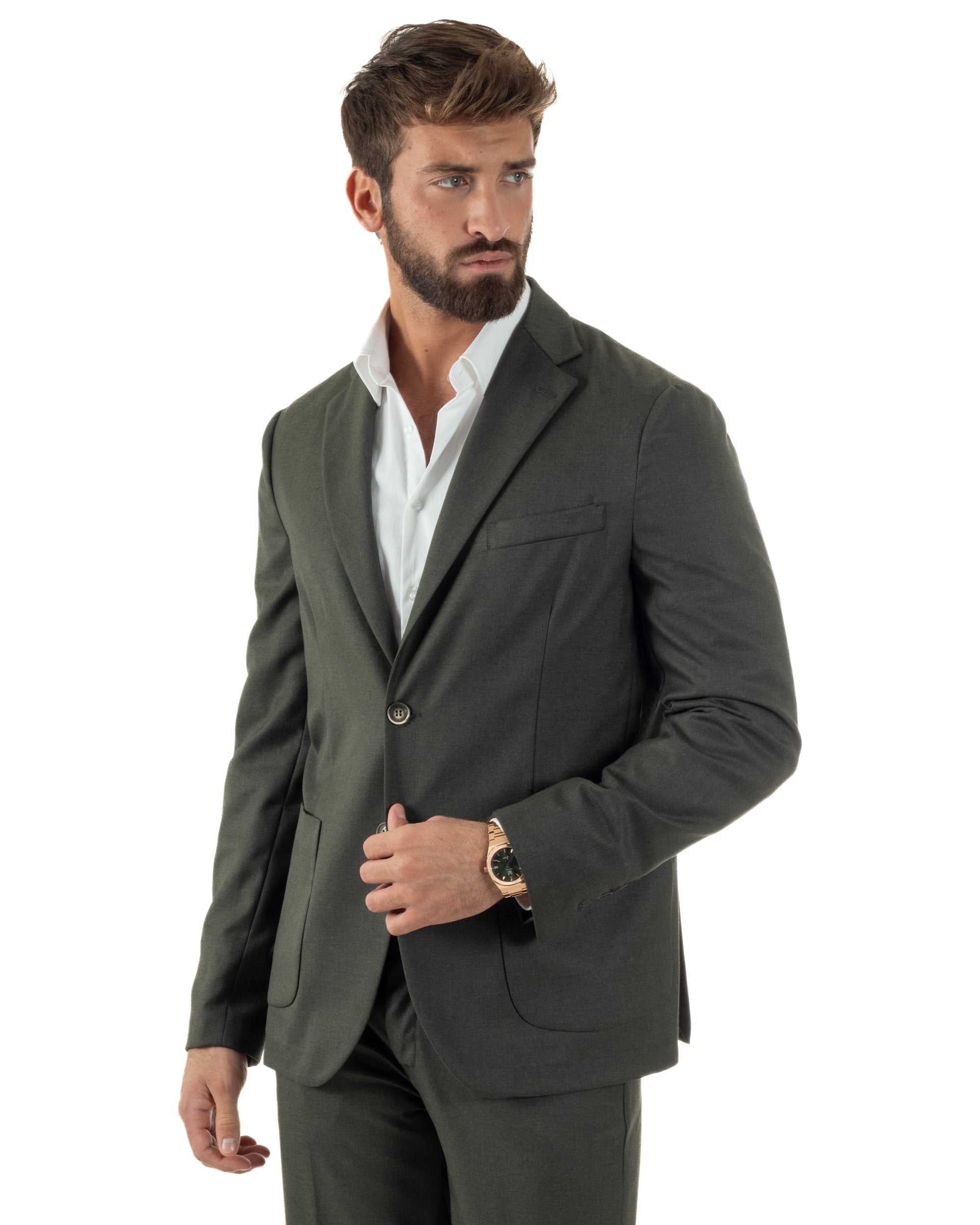 Abito Uomo Monopetto Lana Classico Sartoriale Verde AE1198A