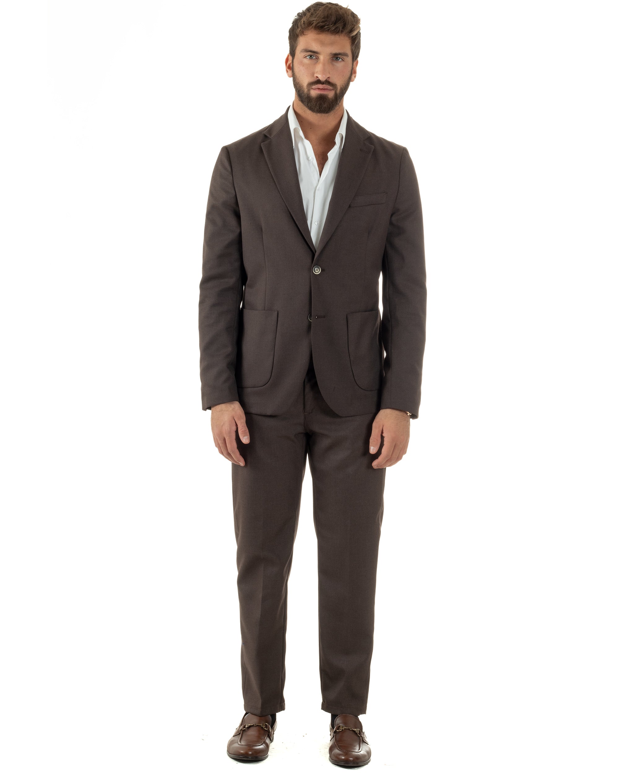 Abito Uomo Monopetto Lana Classico Sartoriale Marrone AE1199A