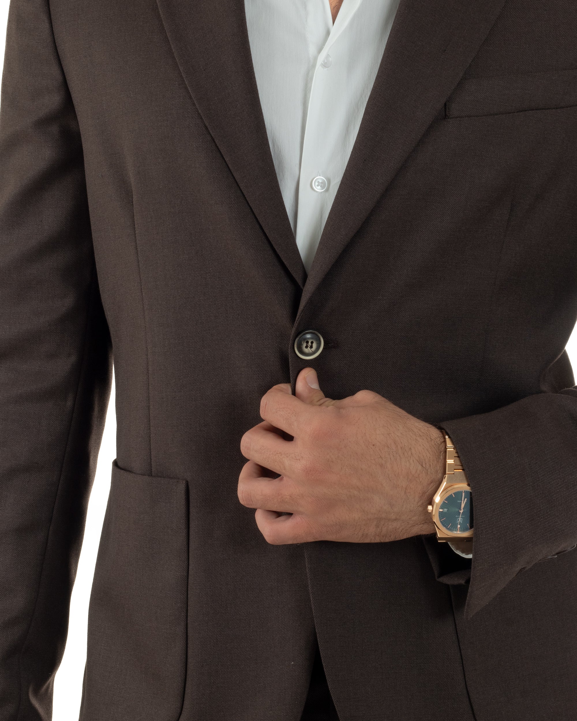 Abito Uomo Monopetto Lana Classico Sartoriale Marrone AE1199A