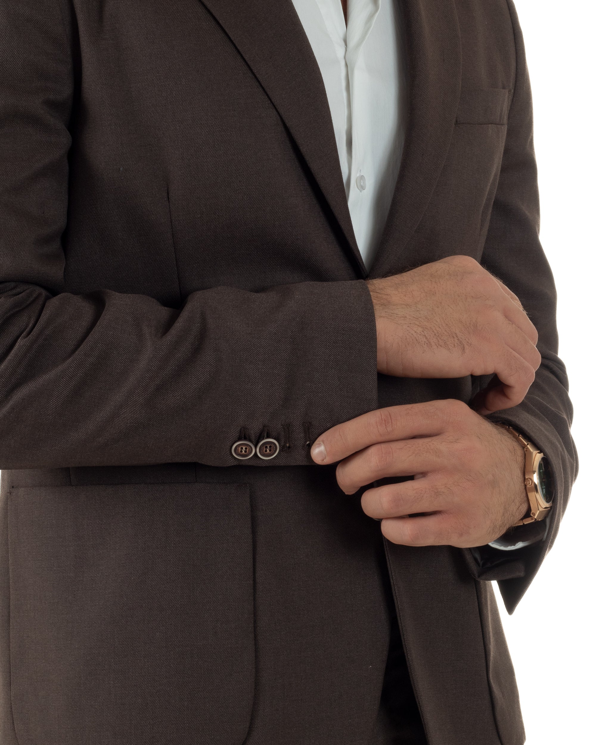 Abito Uomo Monopetto Lana Classico Sartoriale Marrone AE1199A