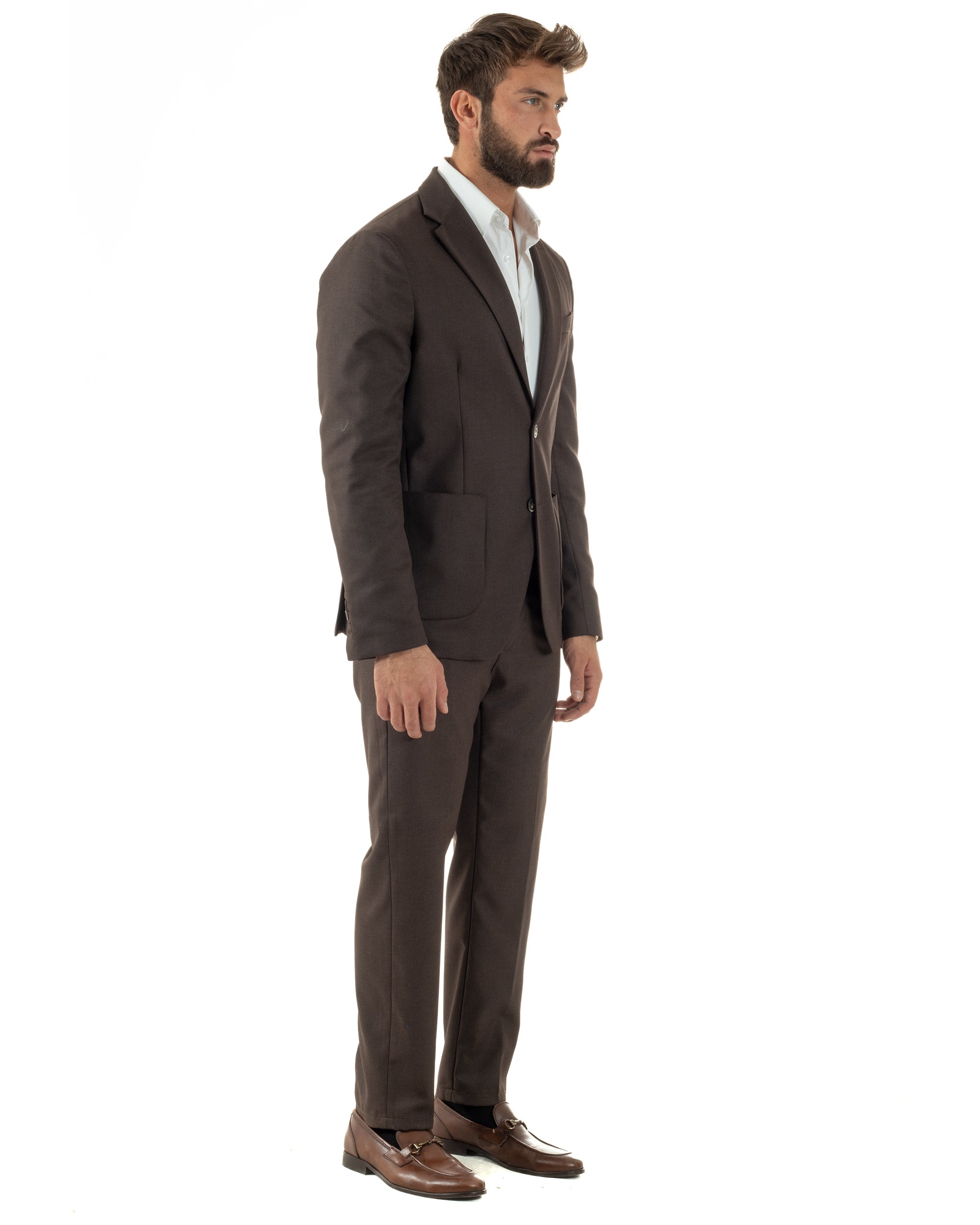 Abito Uomo Monopetto Lana Classico Sartoriale Marrone AE1199A