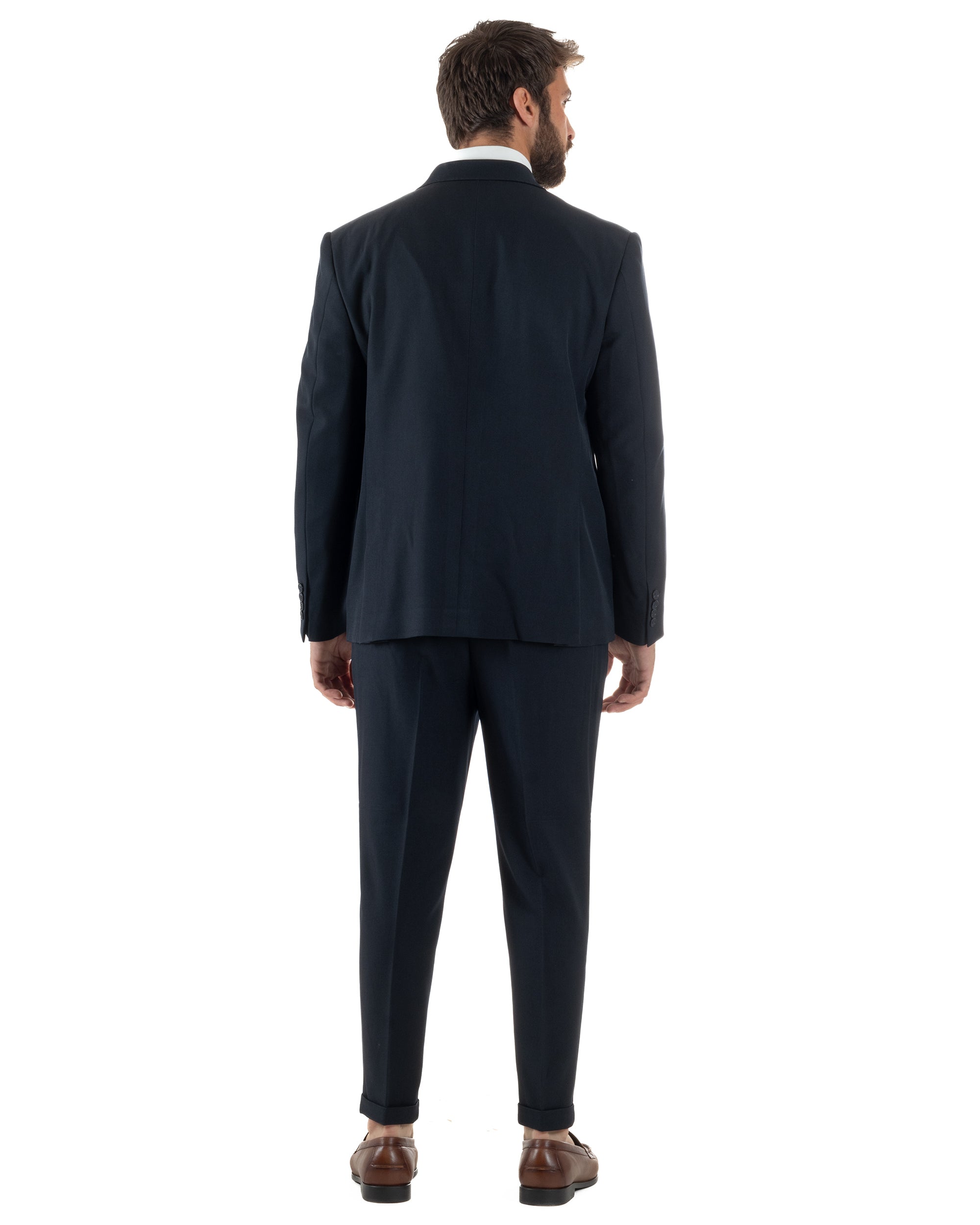 Abito Uomo Doppiopetto Tinta Unita Viscosa Classico Sartoriale Blu AE1200A