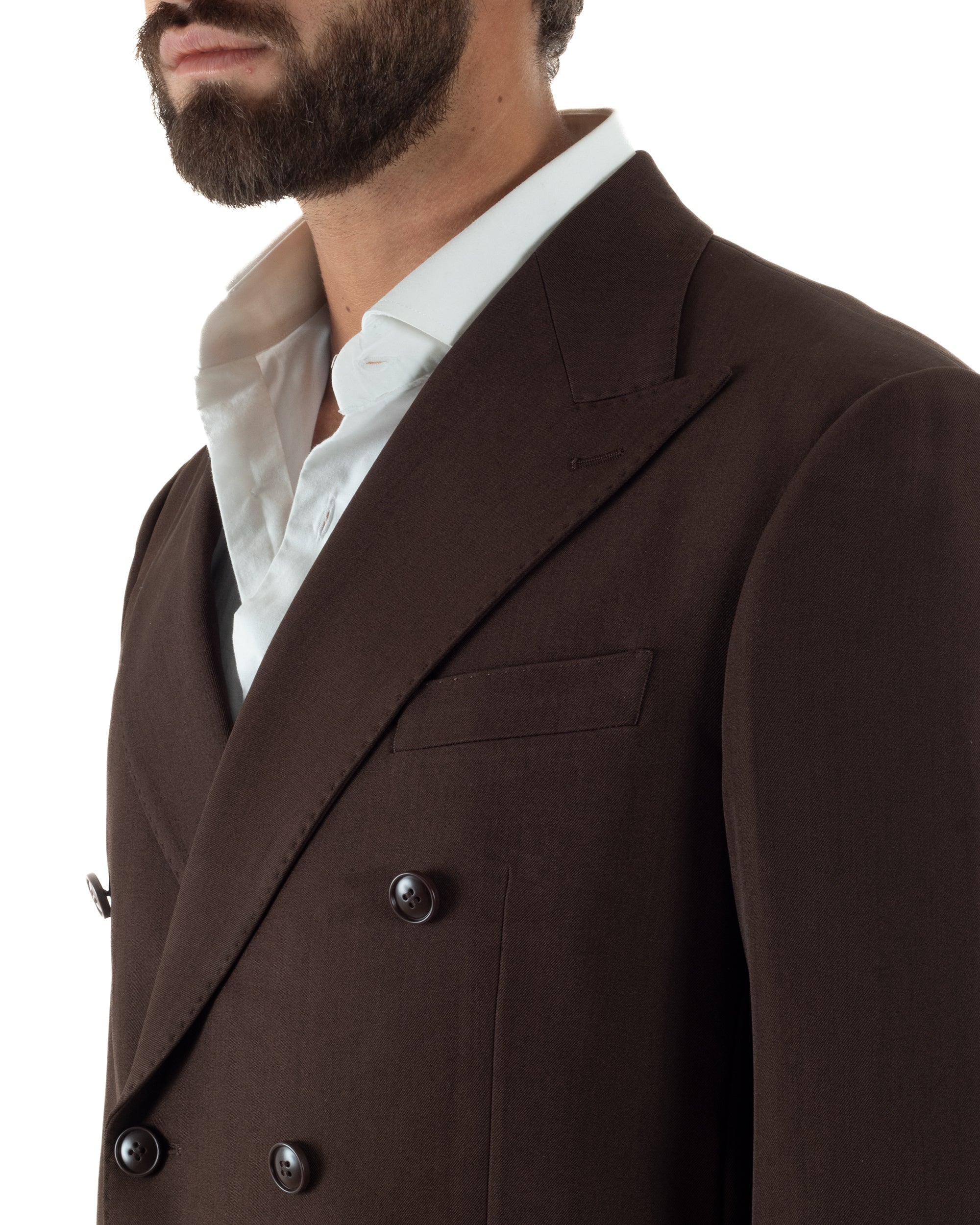 Abito Uomo Doppiopetto Tinta Unita Viscosa Classico Sartoriale Marrone AE1201A