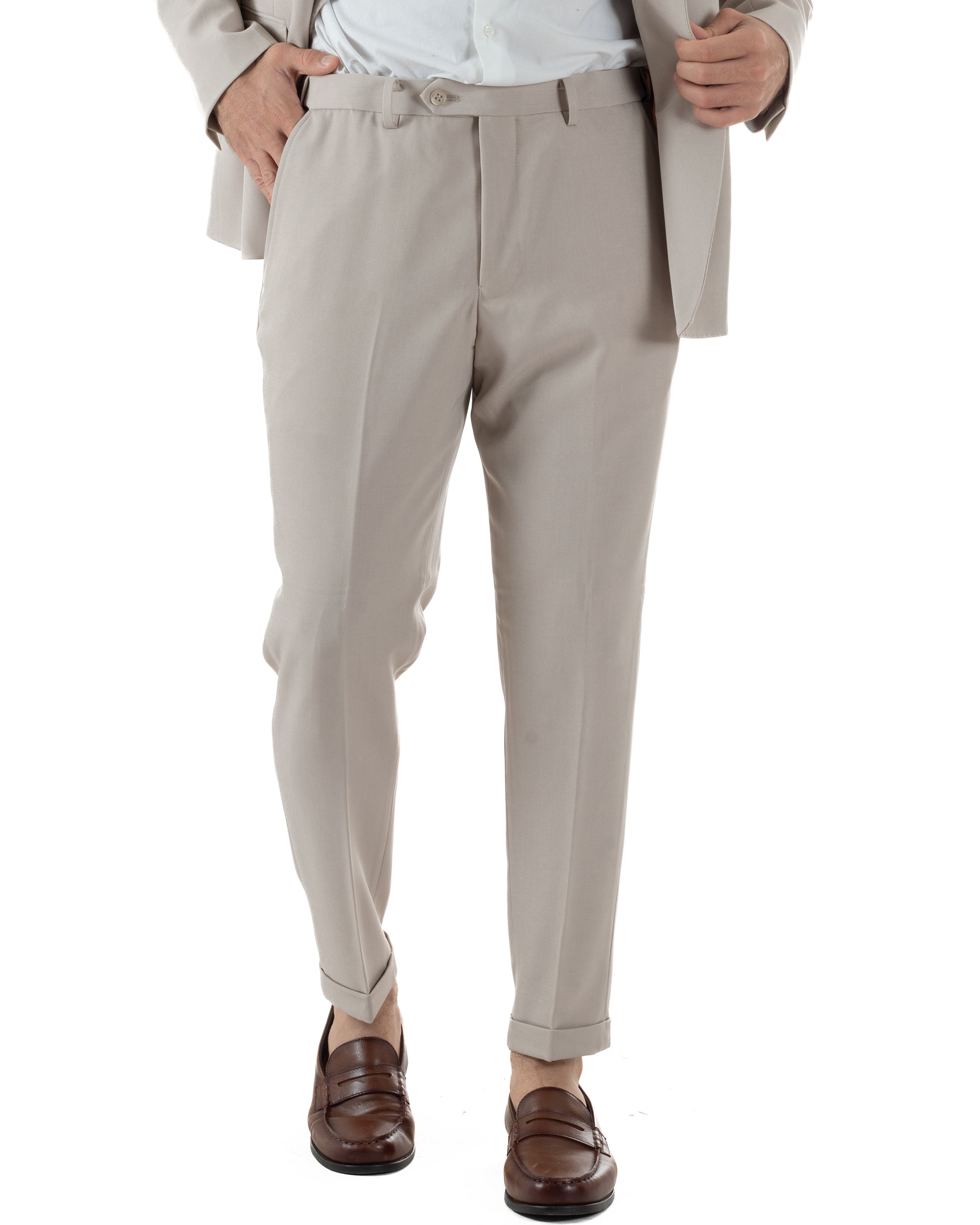 Abito Uomo Doppiopetto Tinta Unita Viscosa Classico Sartoriale Beige AE1202A