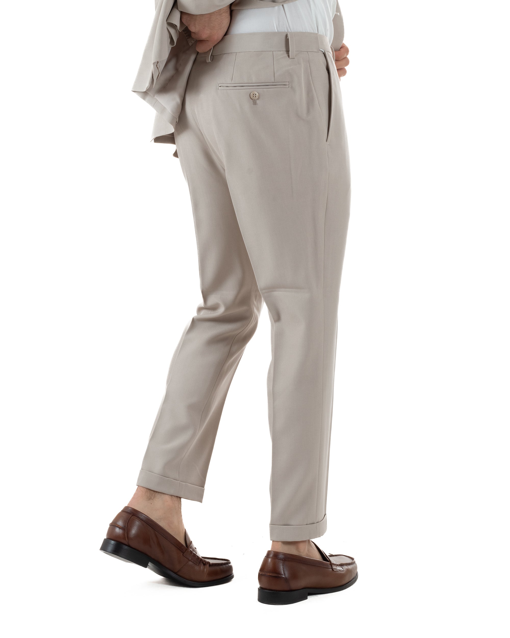 Abito Uomo Doppiopetto Tinta Unita Viscosa Classico Sartoriale Beige AE1202A