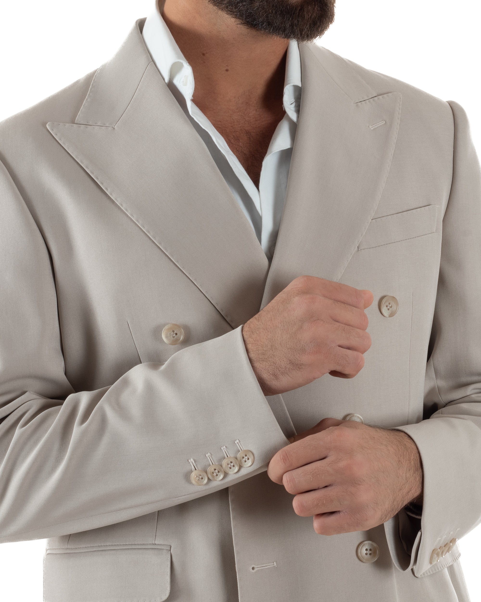 Abito Uomo Doppiopetto Tinta Unita Viscosa Classico Sartoriale Beige AE1202A