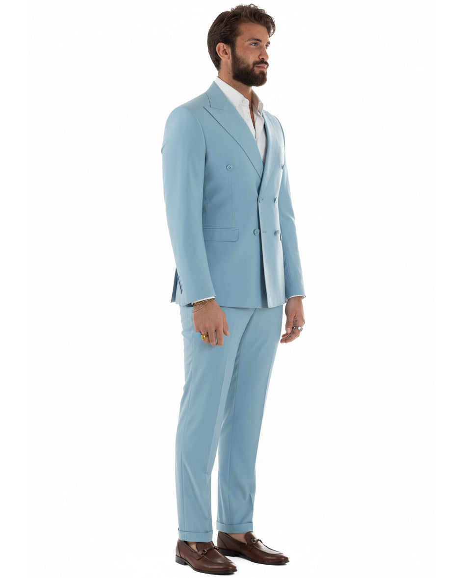 Abito uomo doppiopetto completo viscosa giacca pantaloni elegante polvere GIOSAL-AE1208A