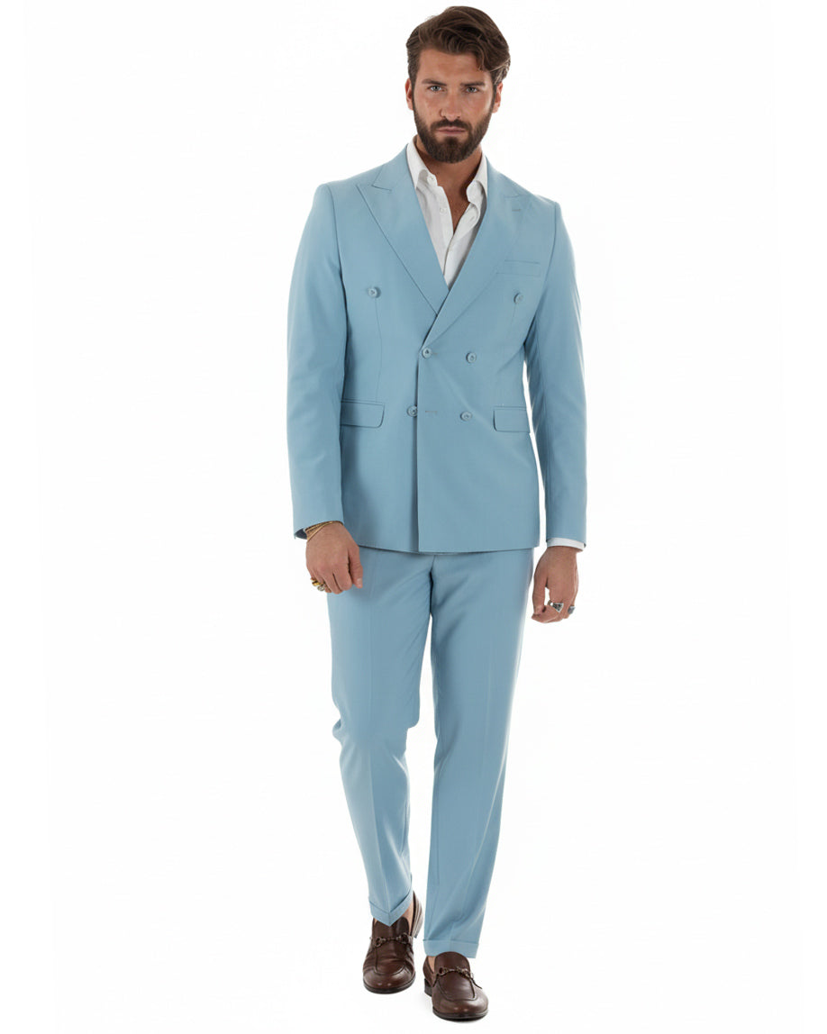 Abito uomo doppiopetto completo viscosa giacca pantaloni elegante polvere GIOSAL-AE1208A