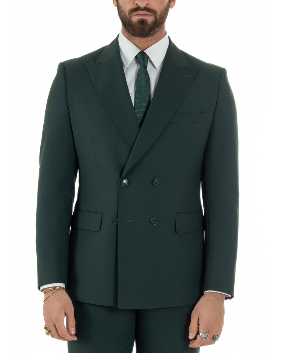 Zweireihiger Herrenanzug, Sakko und Hose aus Viskose, elegantes Grün GIOSAL-AE1209A