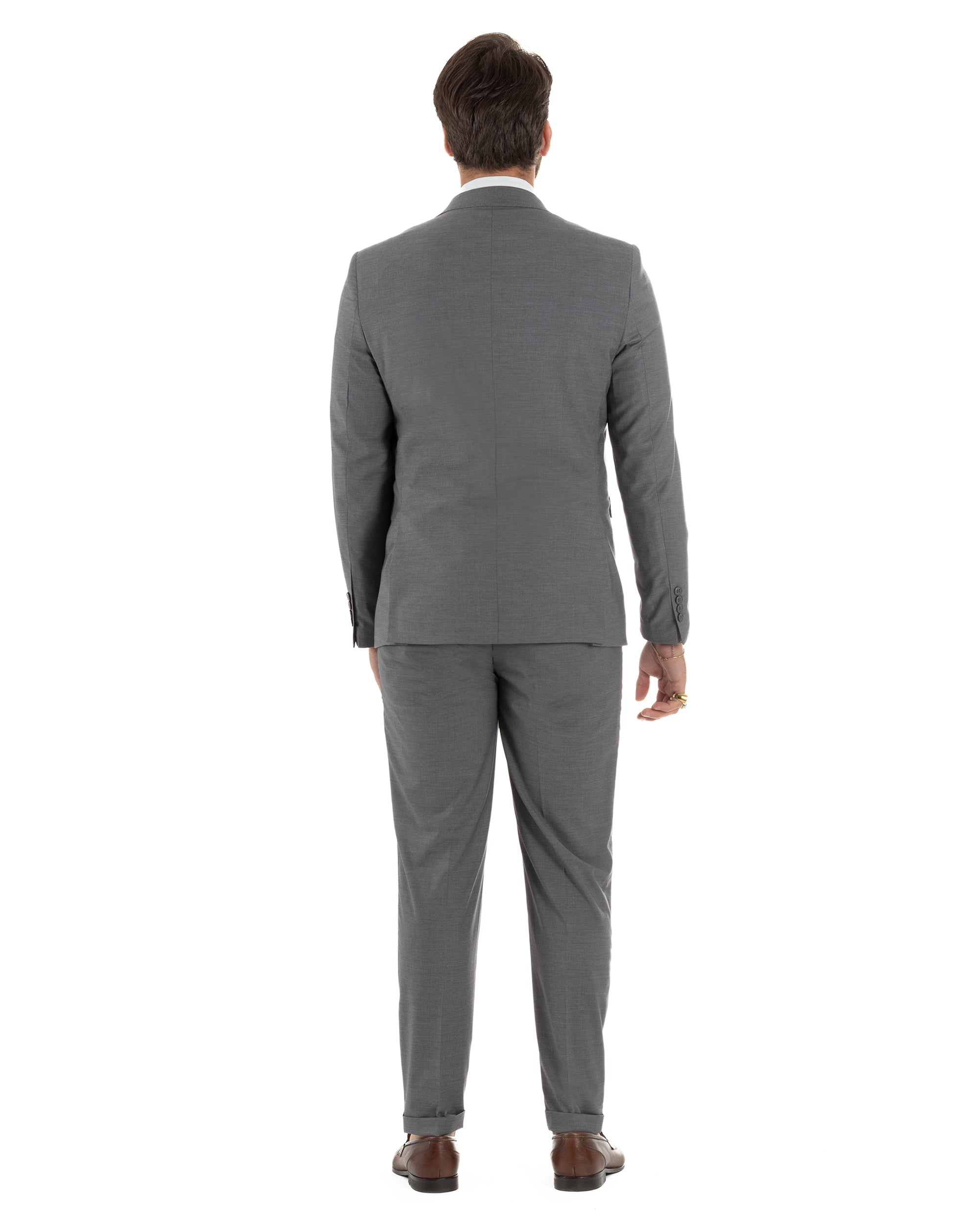 Abito uomo doppiopetto completo viscosa giacca pantaloni elegante grigio GIOSAL-AE1210A