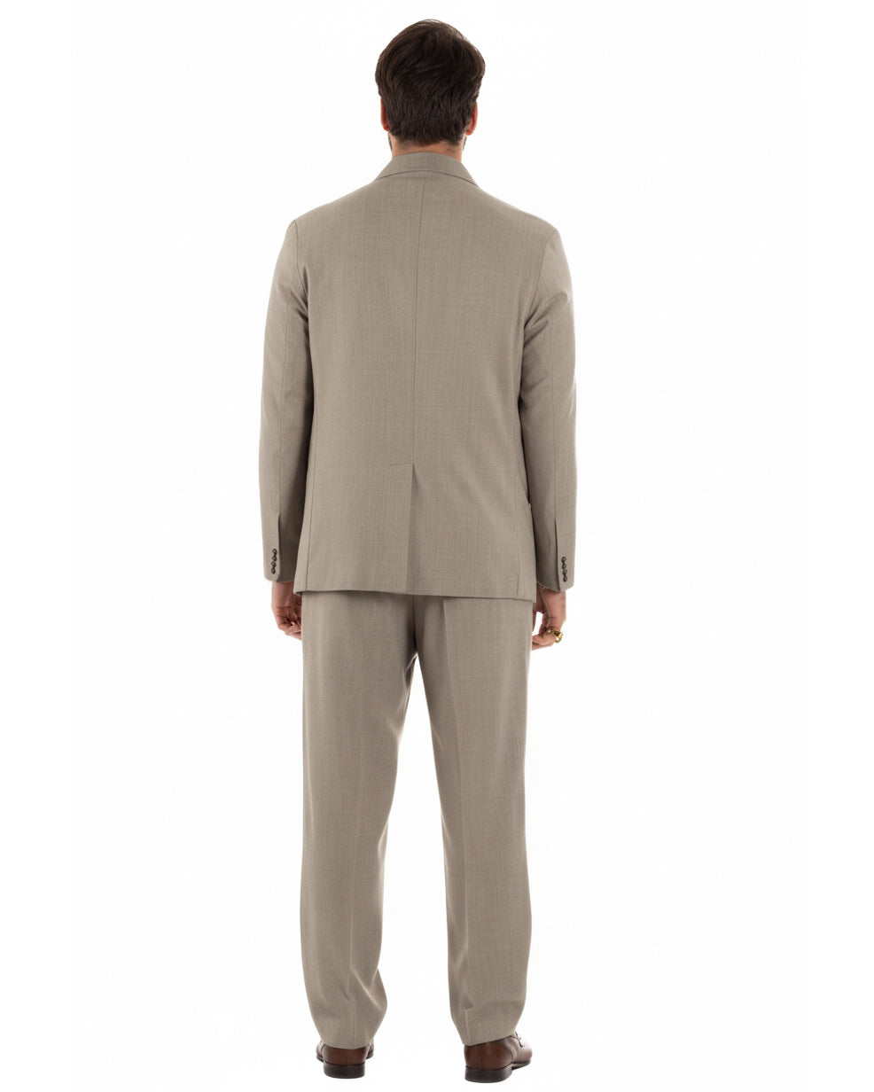 Zweireihiger Herrenanzug mit zwei Knöpfen, Oversize-Viskoseanzug und beiger Baggy-Hose GIOSAL-AE1216A