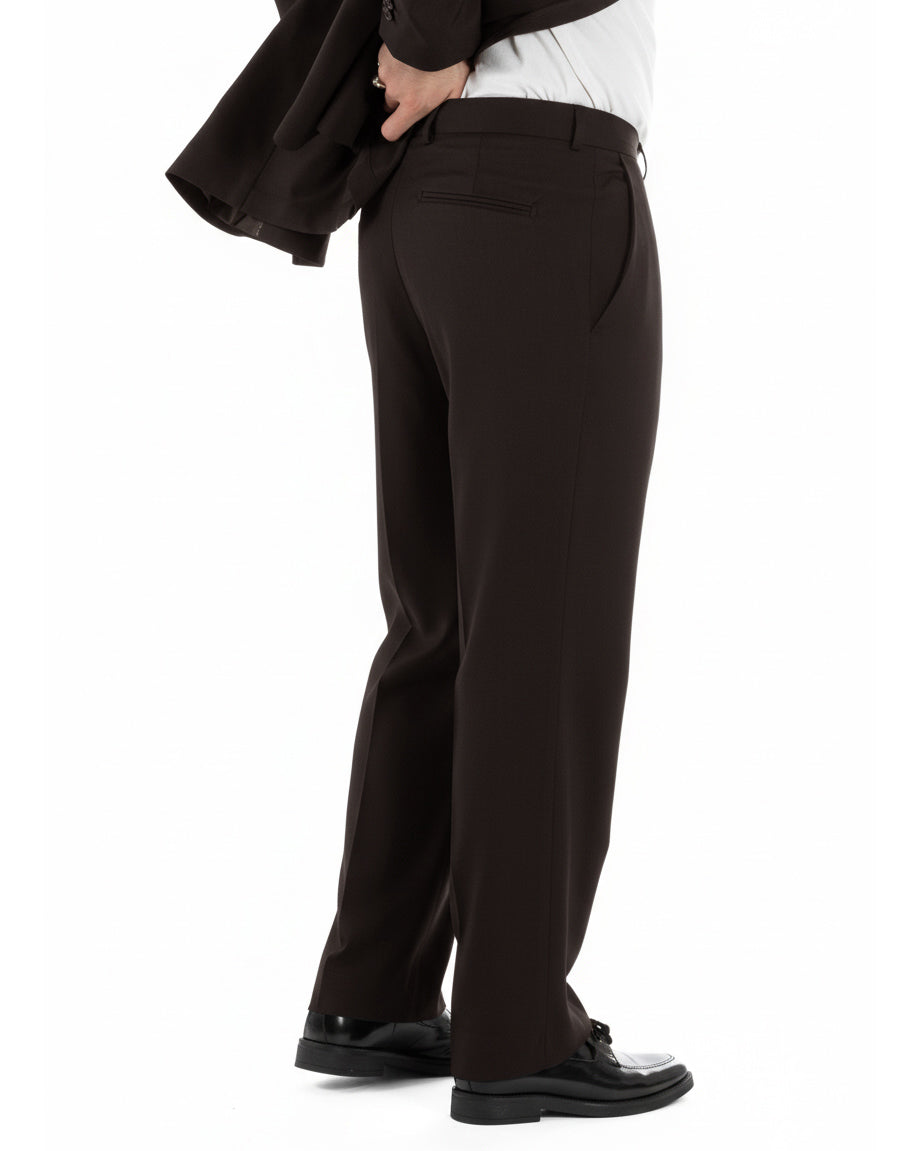 Traje de hombre cruzado de 2 botones, vestido de viscosa oversize, pantalones baggy marrones GIOSAL-AE1217A