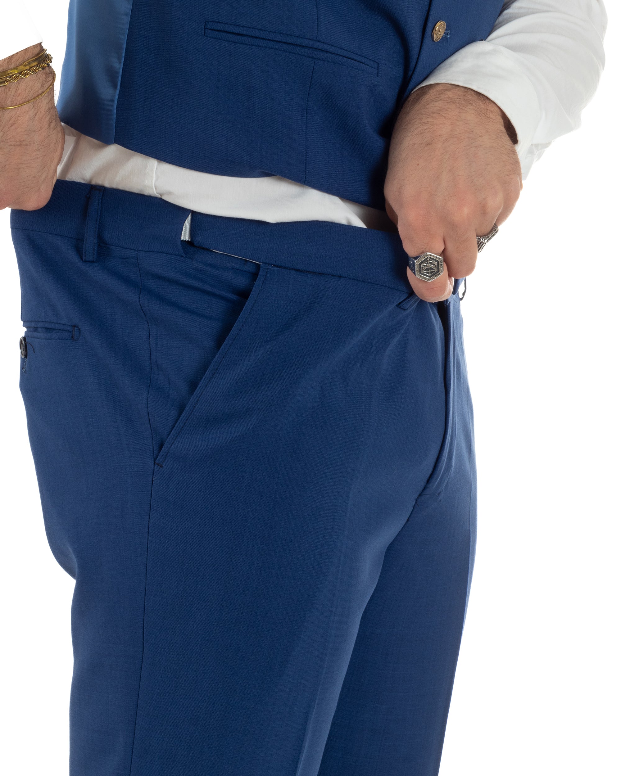 Abito uomo vestito monopetto 3 pezzi panciotto bottoni oro blu royal GIOSAL-AE1227A