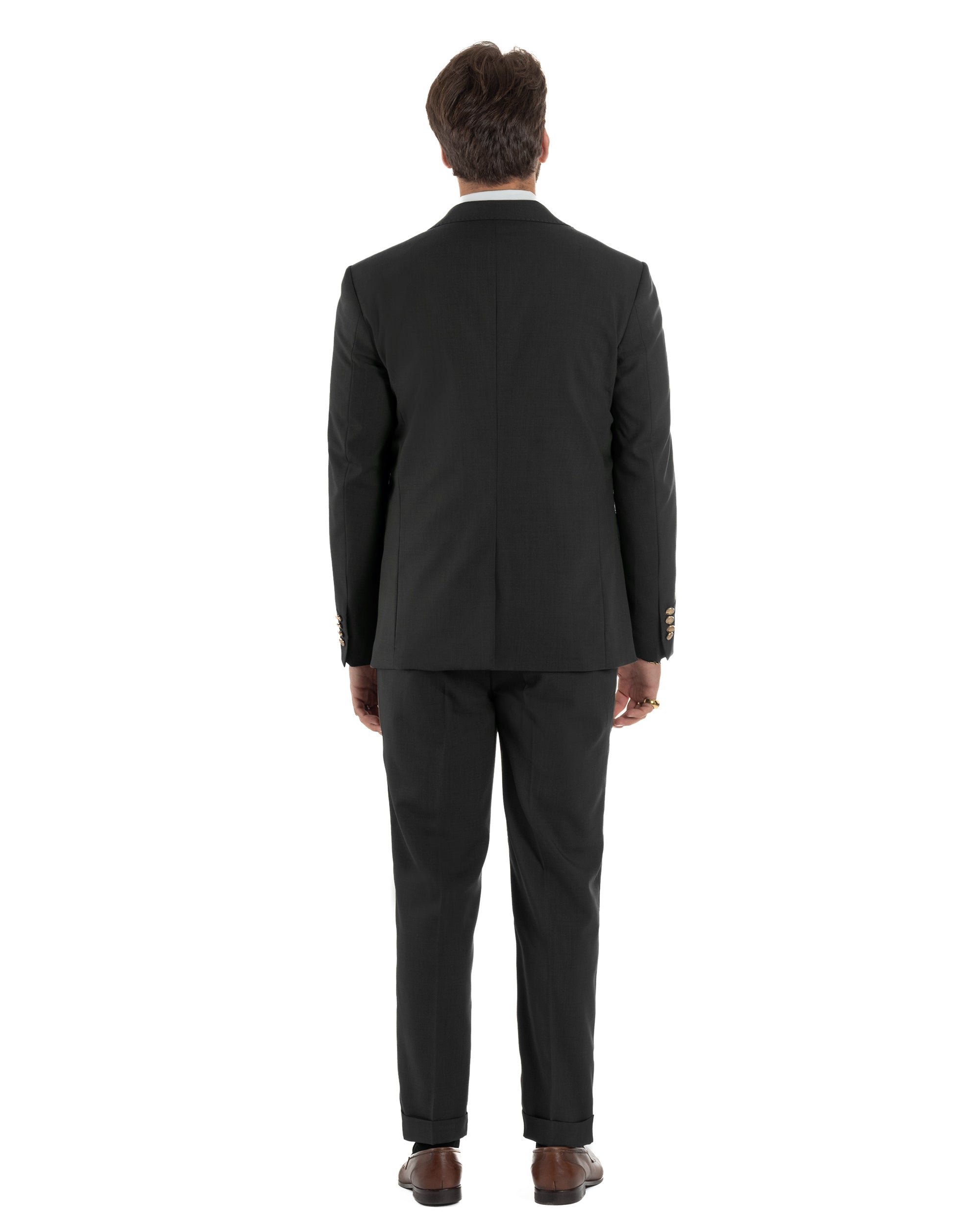 Abito uomo vestito monopetto 3 pezzi panciotto bottoni oro nero GIOSAL-AE1228A