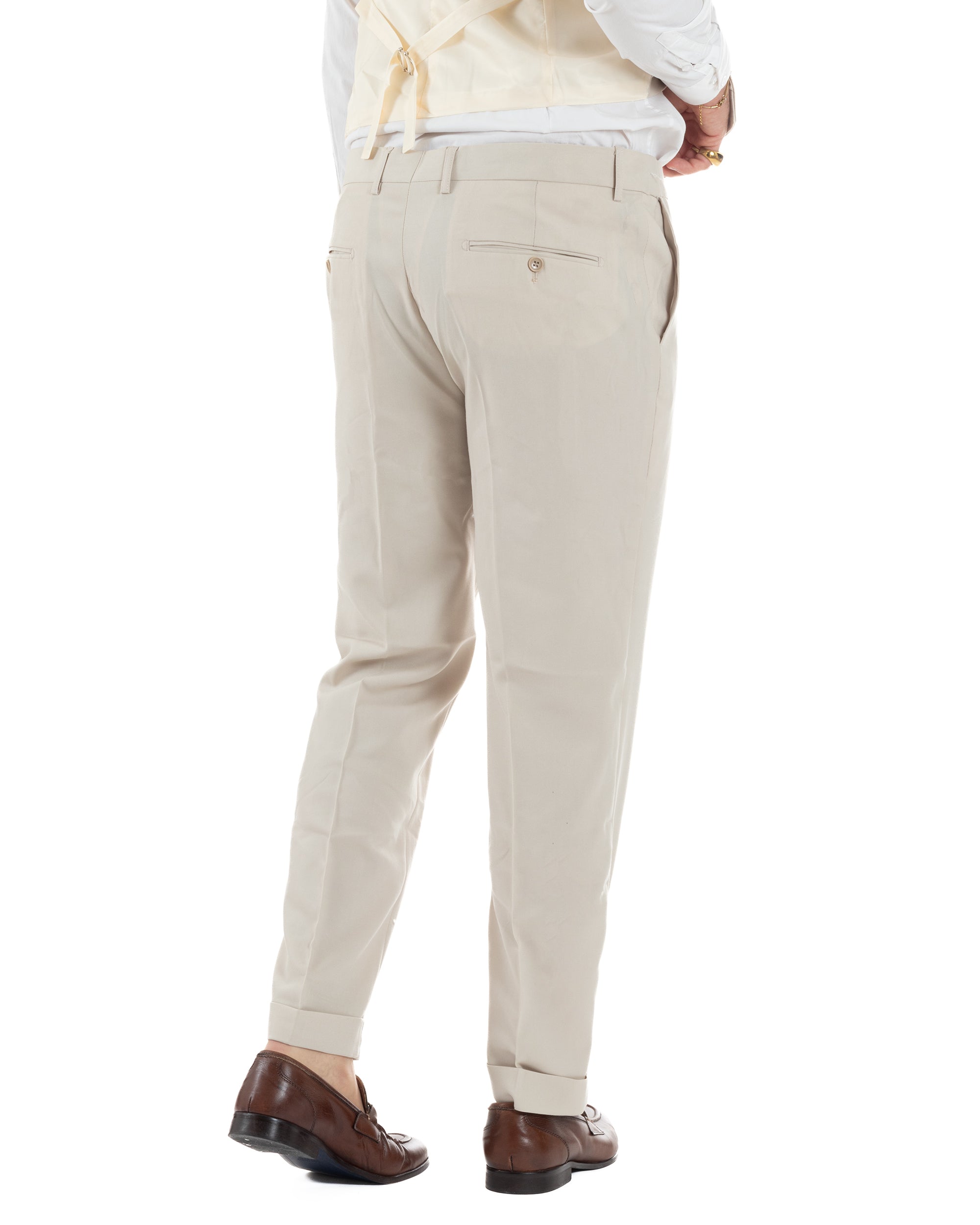 Abito uomo vestito monopetto 3 pezzi panciotto bottoni oro panna GIOSAL-AE1229A