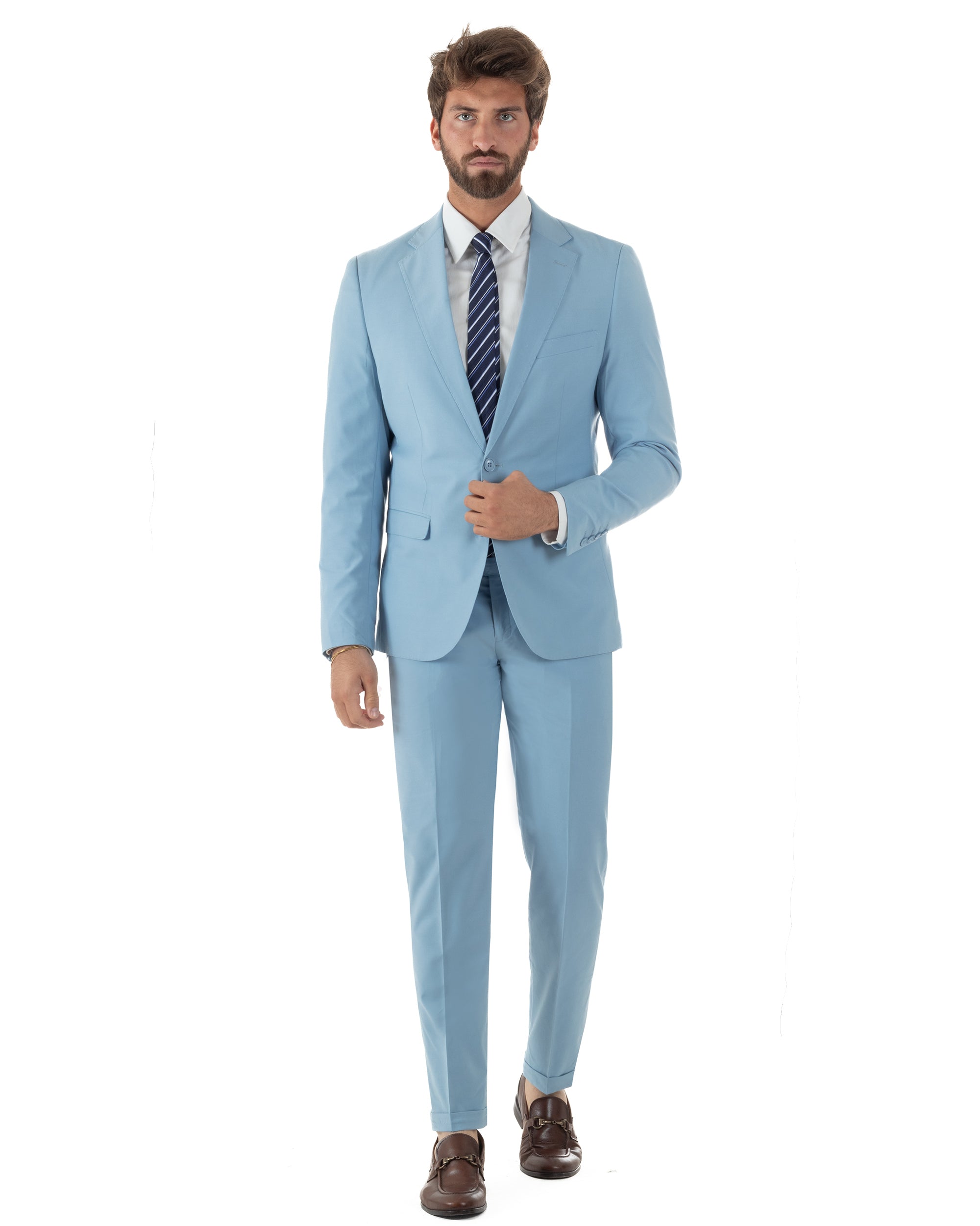 Abito uomo monopetto vestito viscosa completo giacca pantaloni polvere GIOSAL-AE1232A