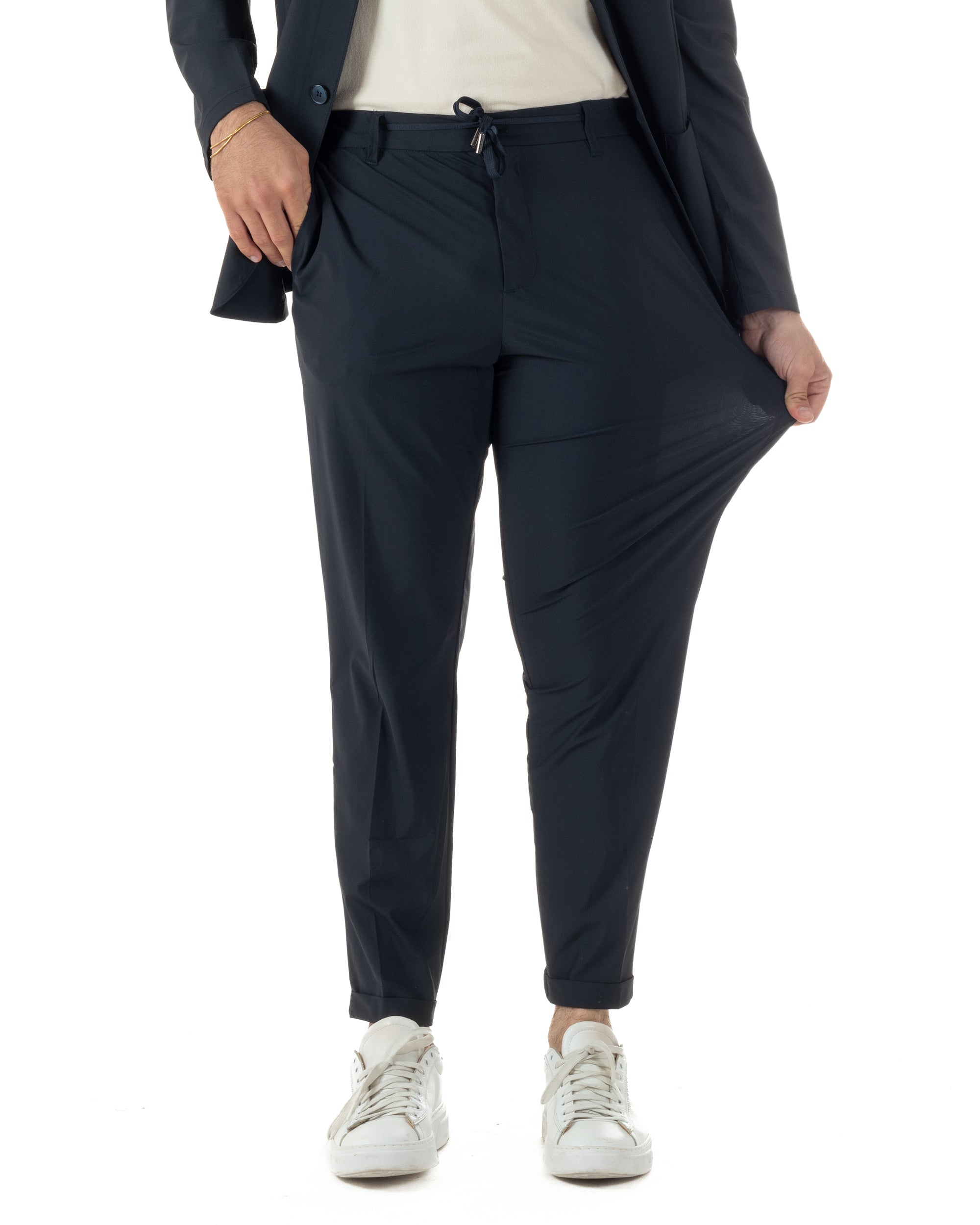 Abito uomo monopetto no stiro completo impermeabile giacca pantaloni blu GIOSAL-AE1237A