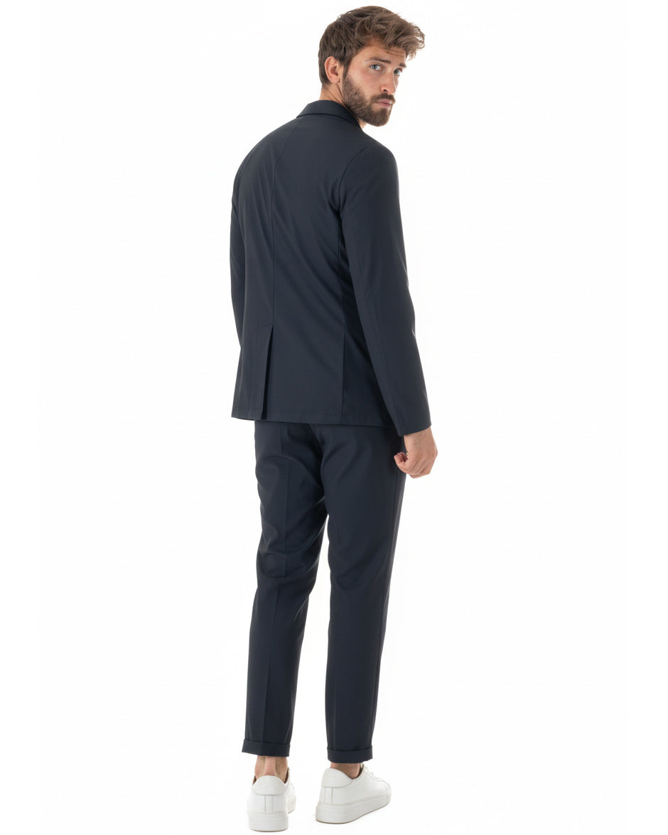 Abito uomo monopetto no stiro completo impermeabile giacca pantaloni blu GIOSAL-AE1237A
