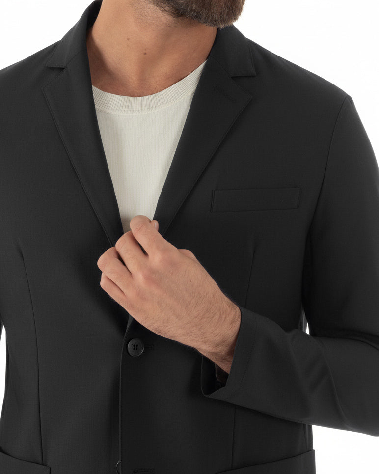 Abito uomo monopetto no stiro completo impermeabile giacca pantaloni nero GIOSAL-AE1238A