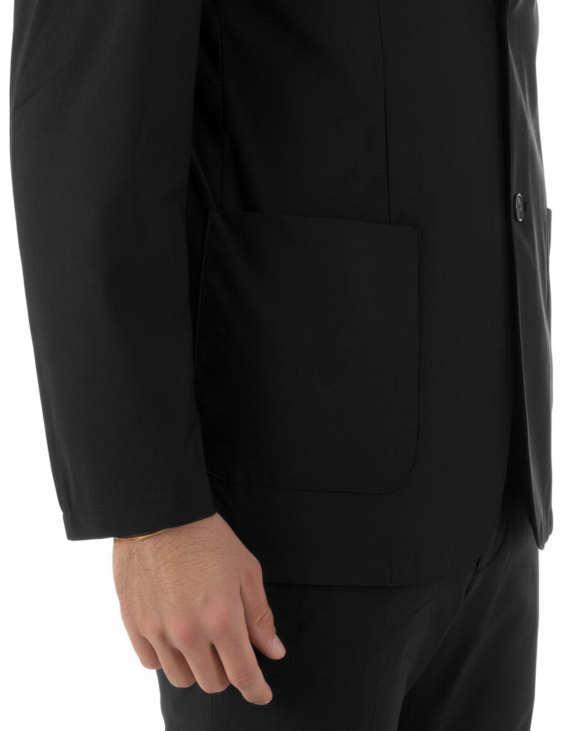 Abito uomo monopetto no stiro completo impermeabile giacca pantaloni nero GIOSAL-AE1238A