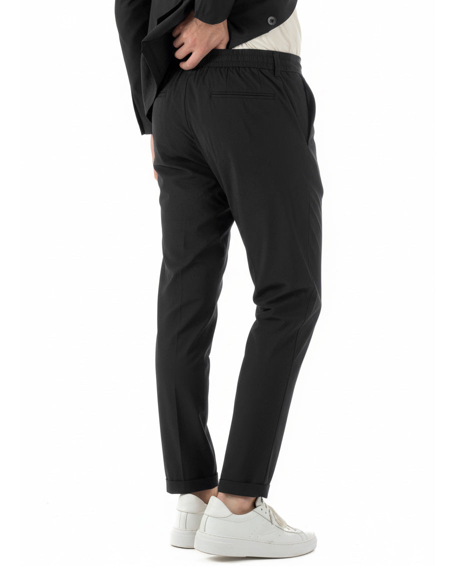 Abito uomo monopetto no stiro completo impermeabile giacca pantaloni nero GIOSAL-AE1238A