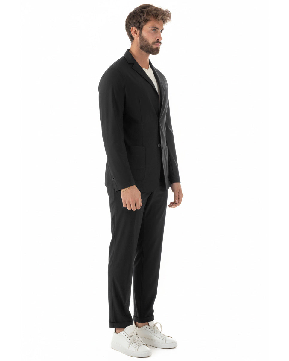 Abito uomo monopetto no stiro completo impermeabile giacca pantaloni nero GIOSAL-AE1238A
