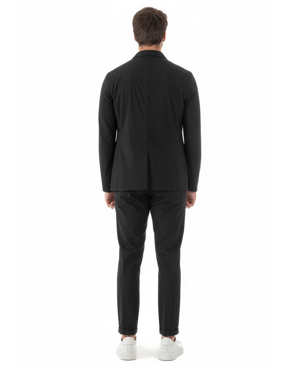 Abito uomo monopetto no stiro completo impermeabile giacca pantaloni nero GIOSAL-AE1238A