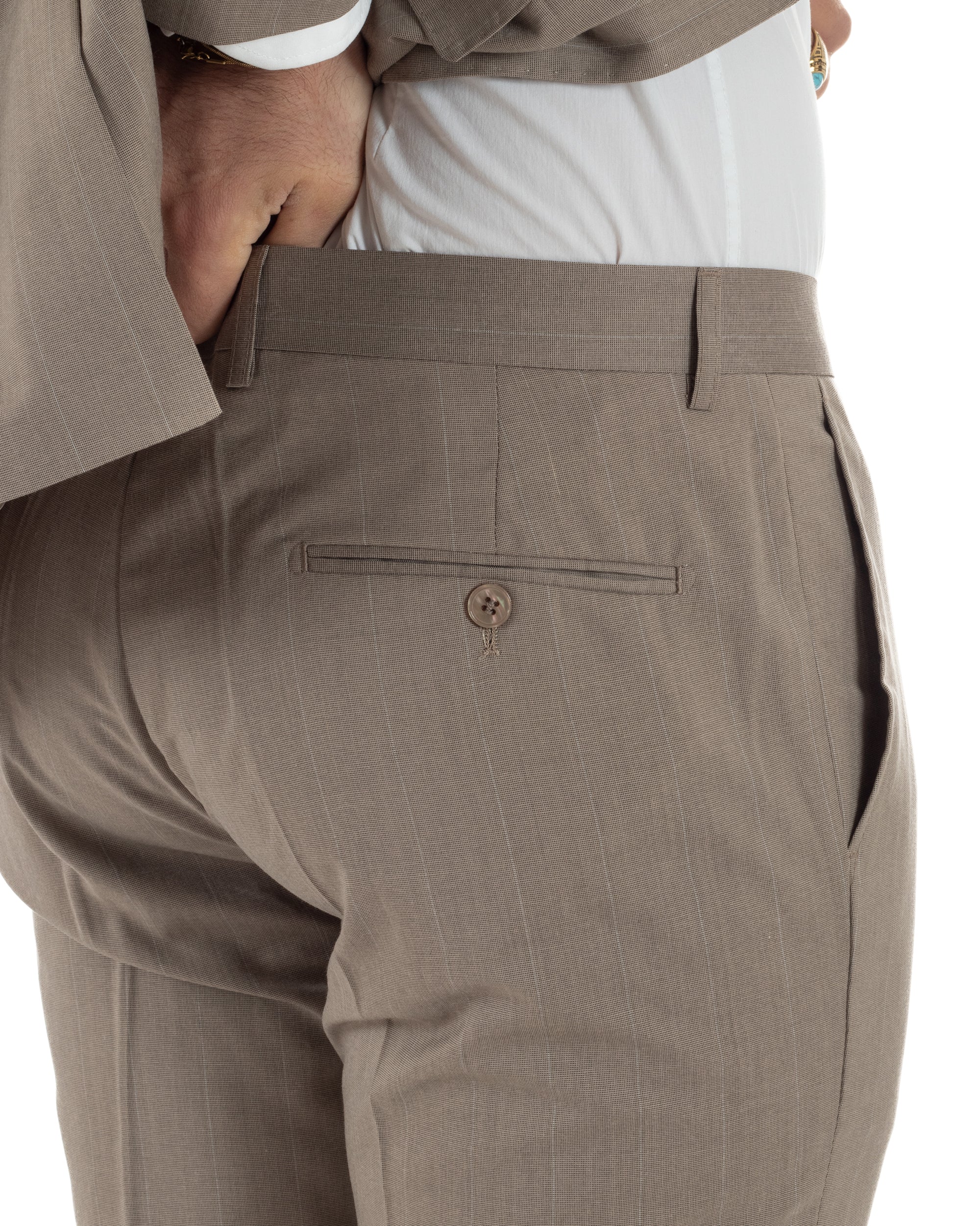 Abito uomo doppiopetto vestito gessato sartoriale rigato sottile tortora GIOSAL-AE1239A