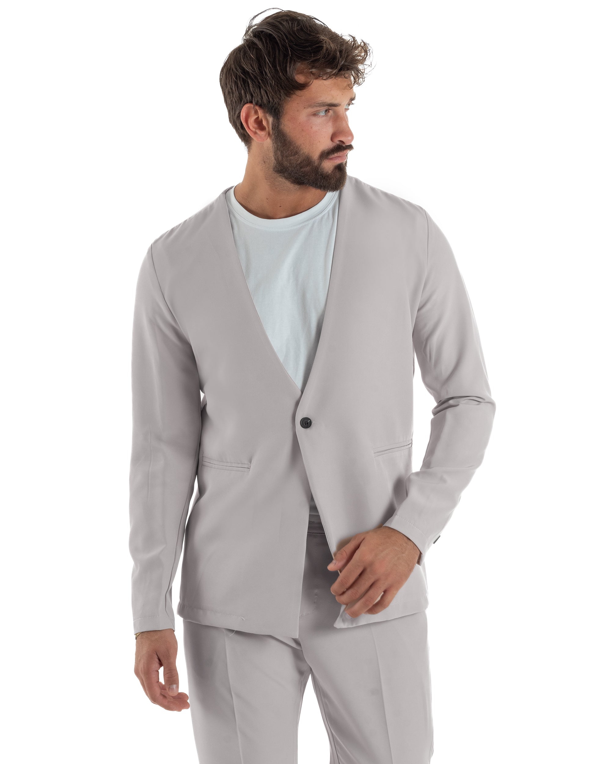 Abito uomo monopetto vestito viscosa completo giacca pantaloni grigio GIOSAL-AE1244A