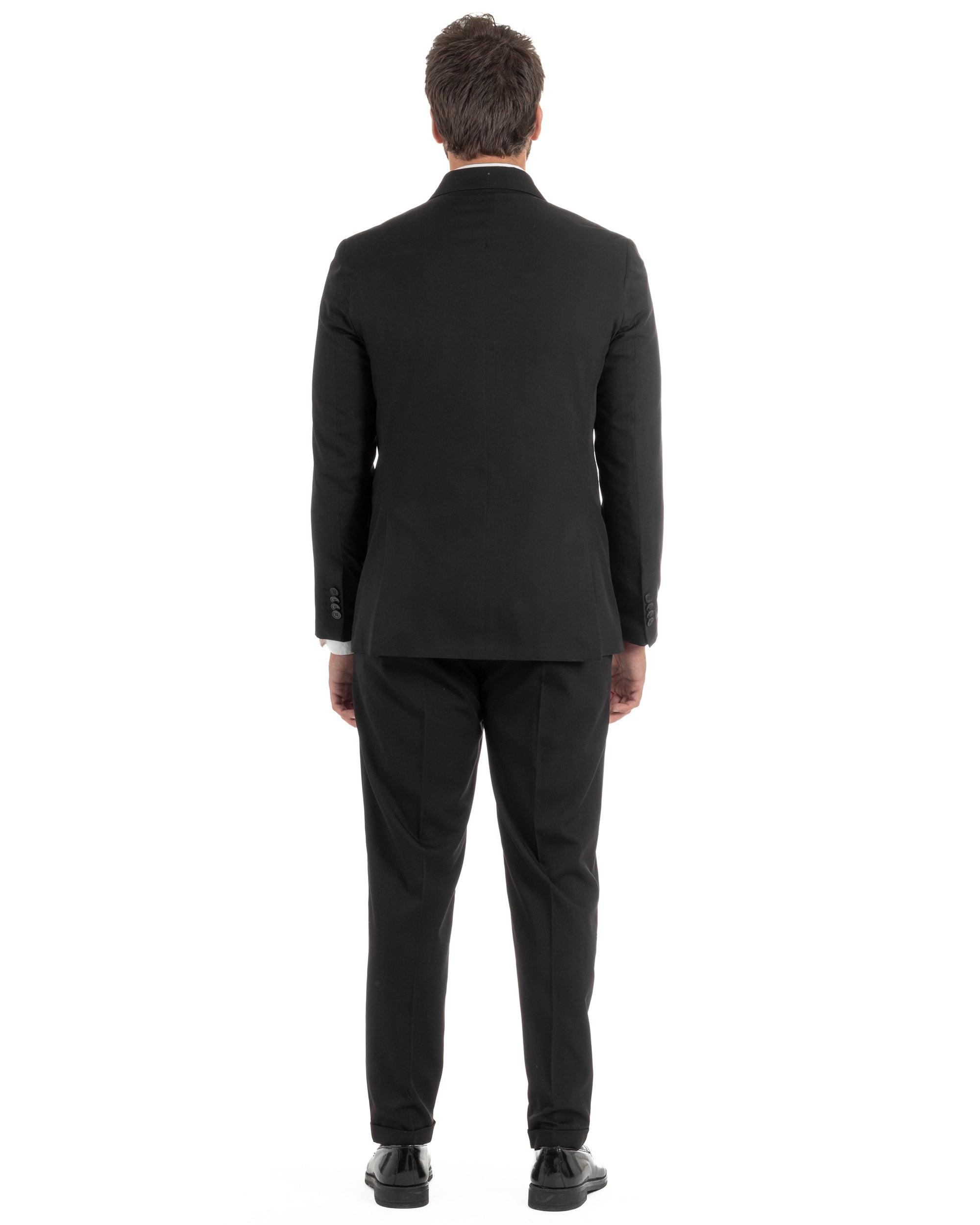 Abito uomo doppiopetto completo giacca pantaloni fibbia pinces nero GIOSAL-AE1249A