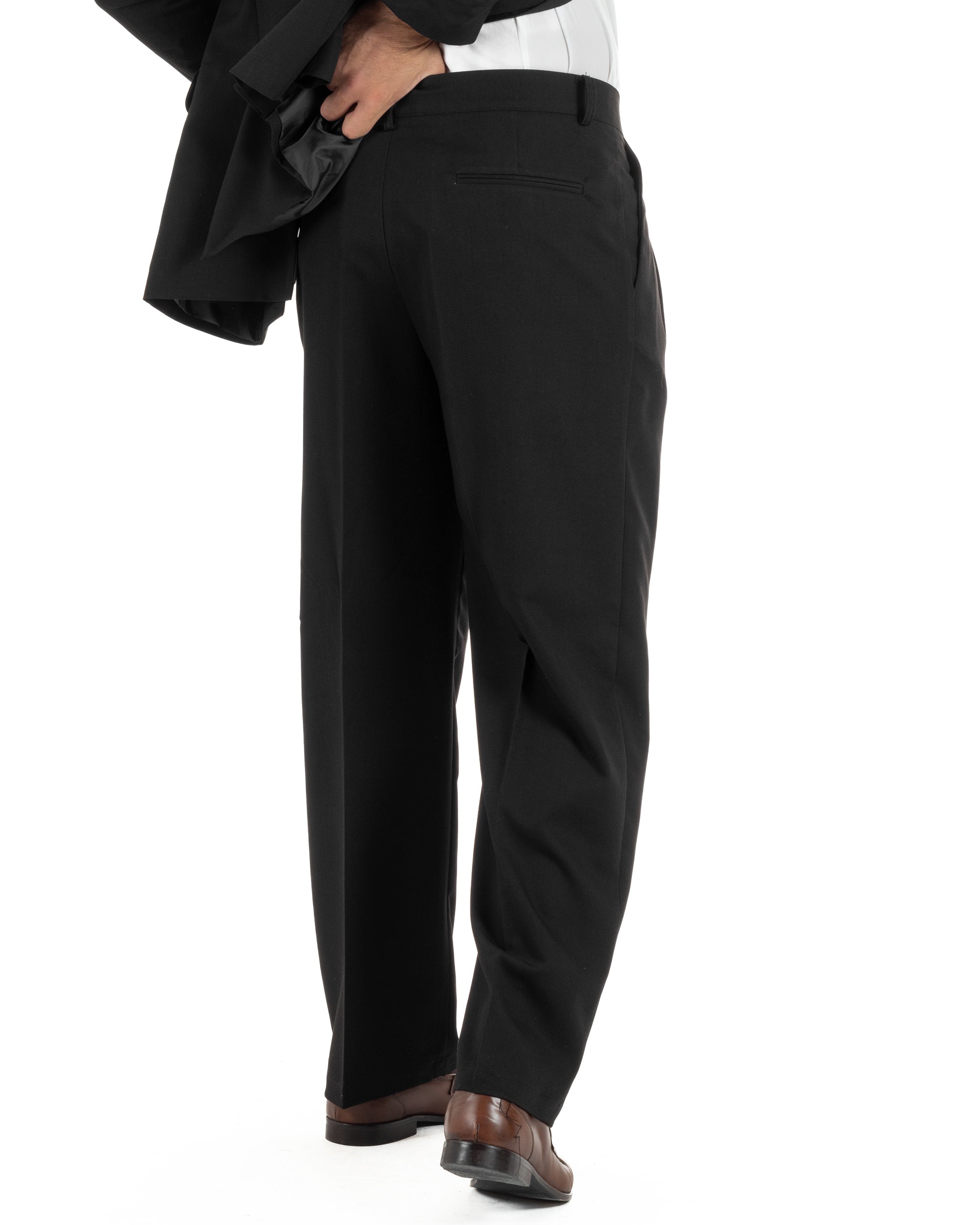 Abito uomo doppiopetto completo giacca pantaloni baggy pinces nero GIOSAL-AE1251A