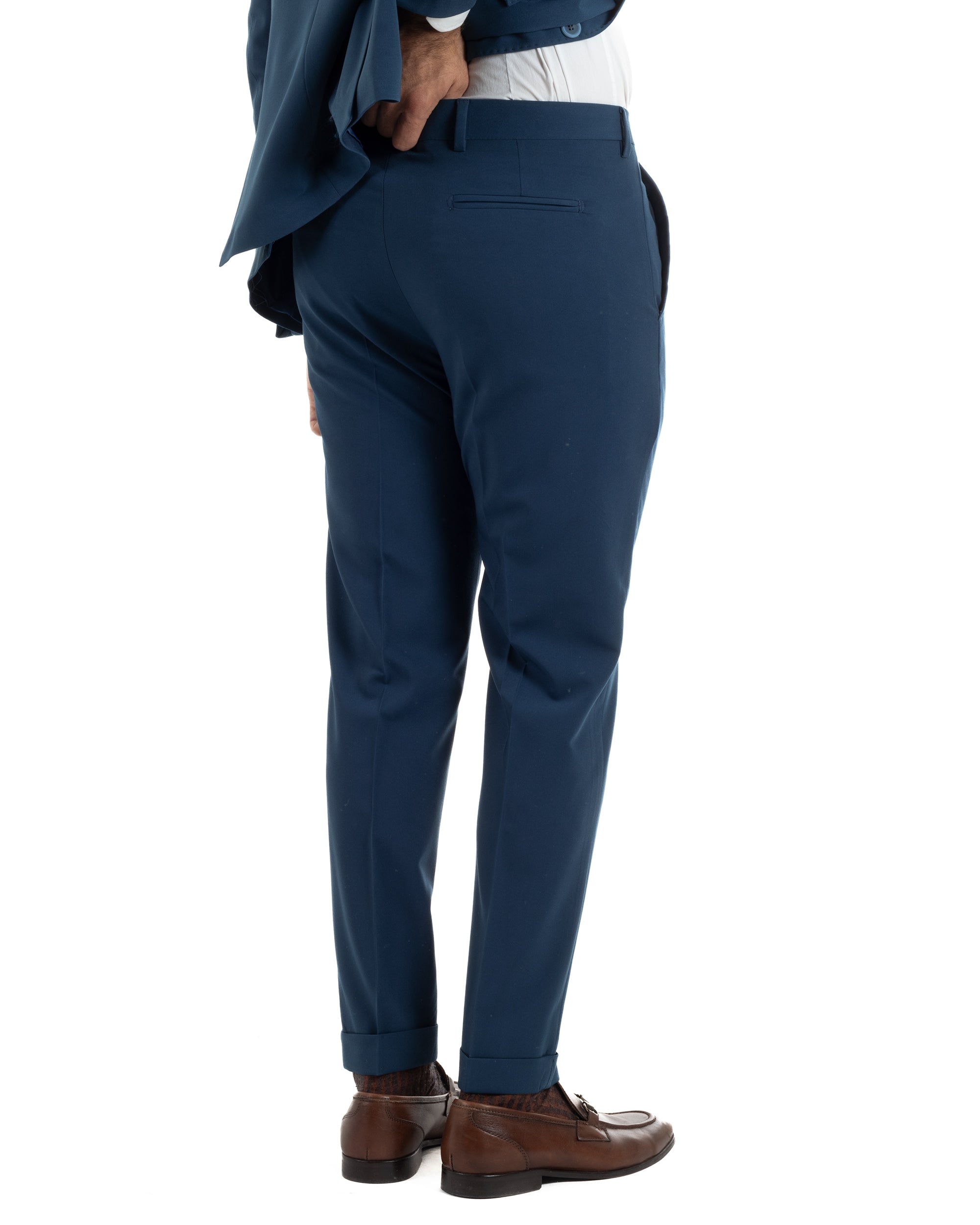 Abito uomo monopetto completo giacca pantaloni slim fit blu GIOSAL-AE1253A