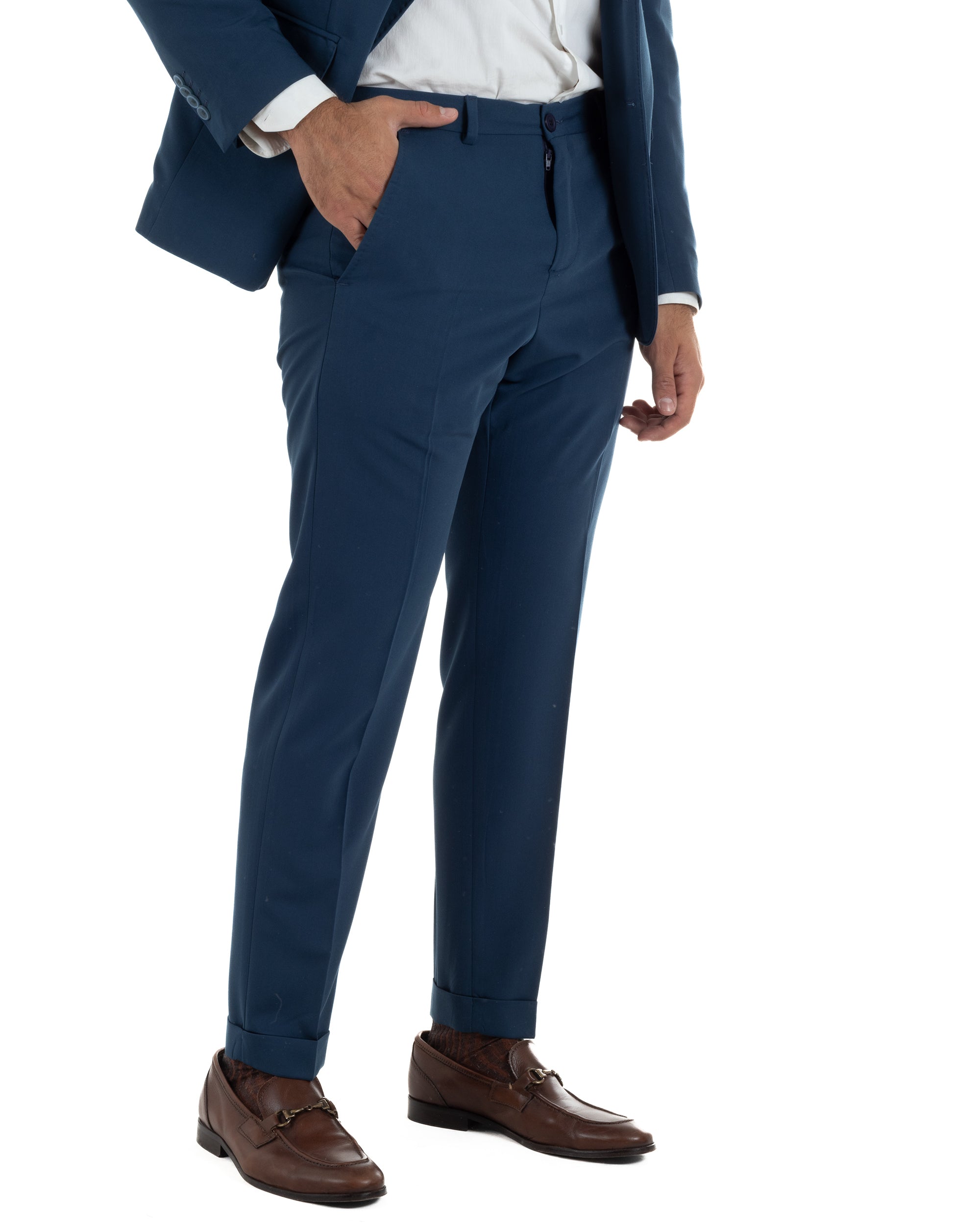 Abito uomo monopetto completo giacca pantaloni slim fit blu GIOSAL-AE1253A