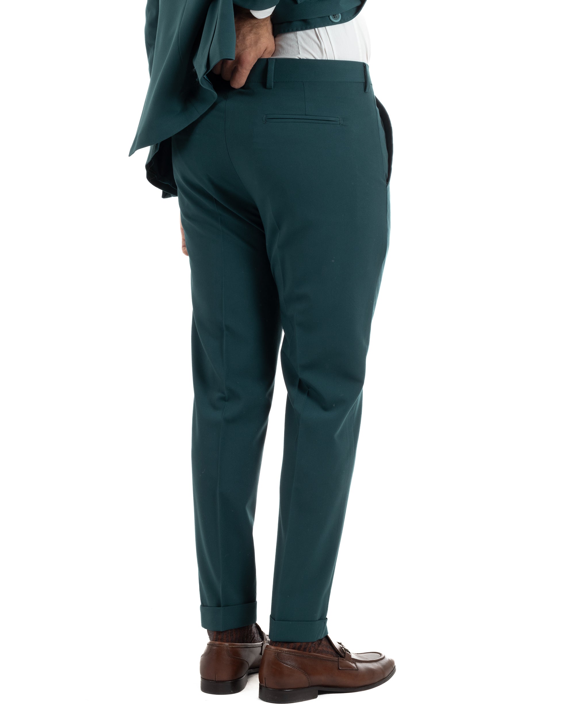 Abito uomo monopetto completo giacca pantaloni slim fit petrolio GIOSAL-AE1254A
