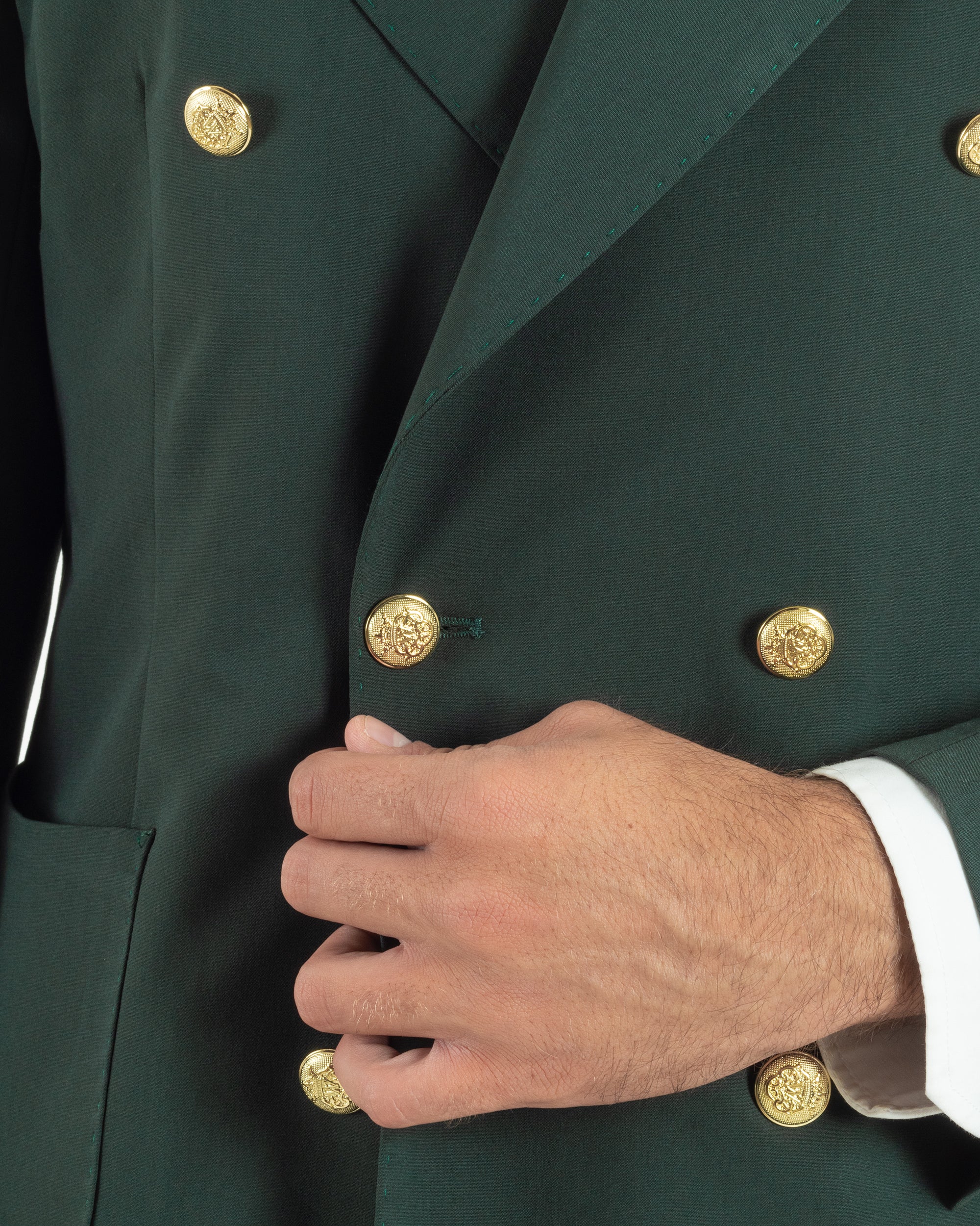 Abito uomo doppiopetto completo oversize giacca bottoni oro pantaloni baggy verde BlackSunday AE1261A