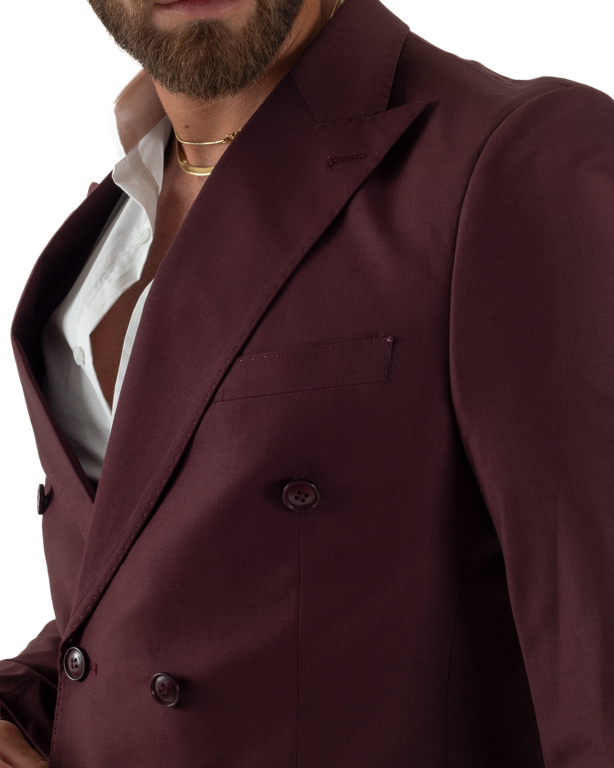 Abito uomo doppiopetto completo viscosa giacca pantaloni elegante bordeaux GIOSAL-AE1267A