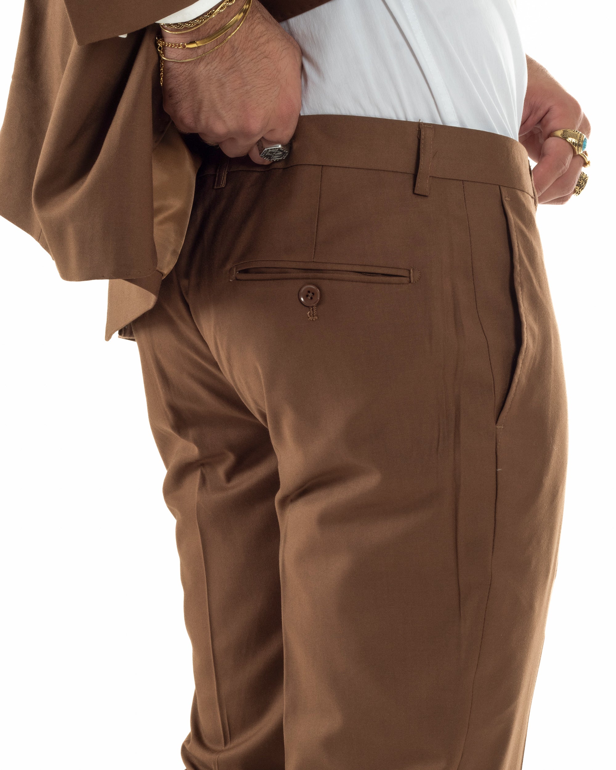 Abito uomo monopetto vestito viscosa completo giacca pantaloni tabacco GIOSAL-AE1273A