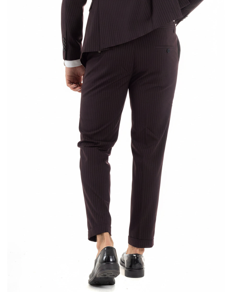 Abito uomo doppiopetto sartoriale rigato giacca pantaloni fantasia gessata bordeaux GIOSAL-AE1274A
