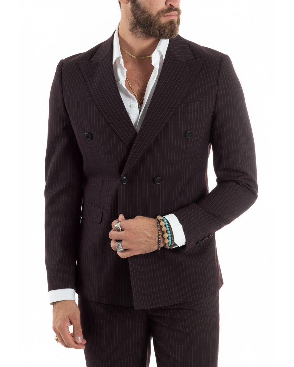 Abito uomo doppiopetto sartoriale rigato giacca pantaloni fantasia gessata bordeaux GIOSAL-AE1274A