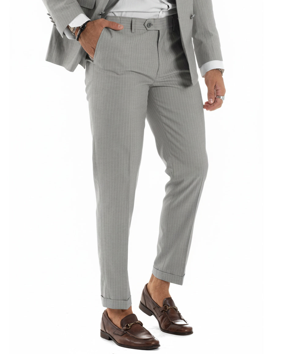 Abito uomo doppiopetto sartoriale rigato giacca pantaloni fantasia gessata grigio GIOSAL-AE1275A